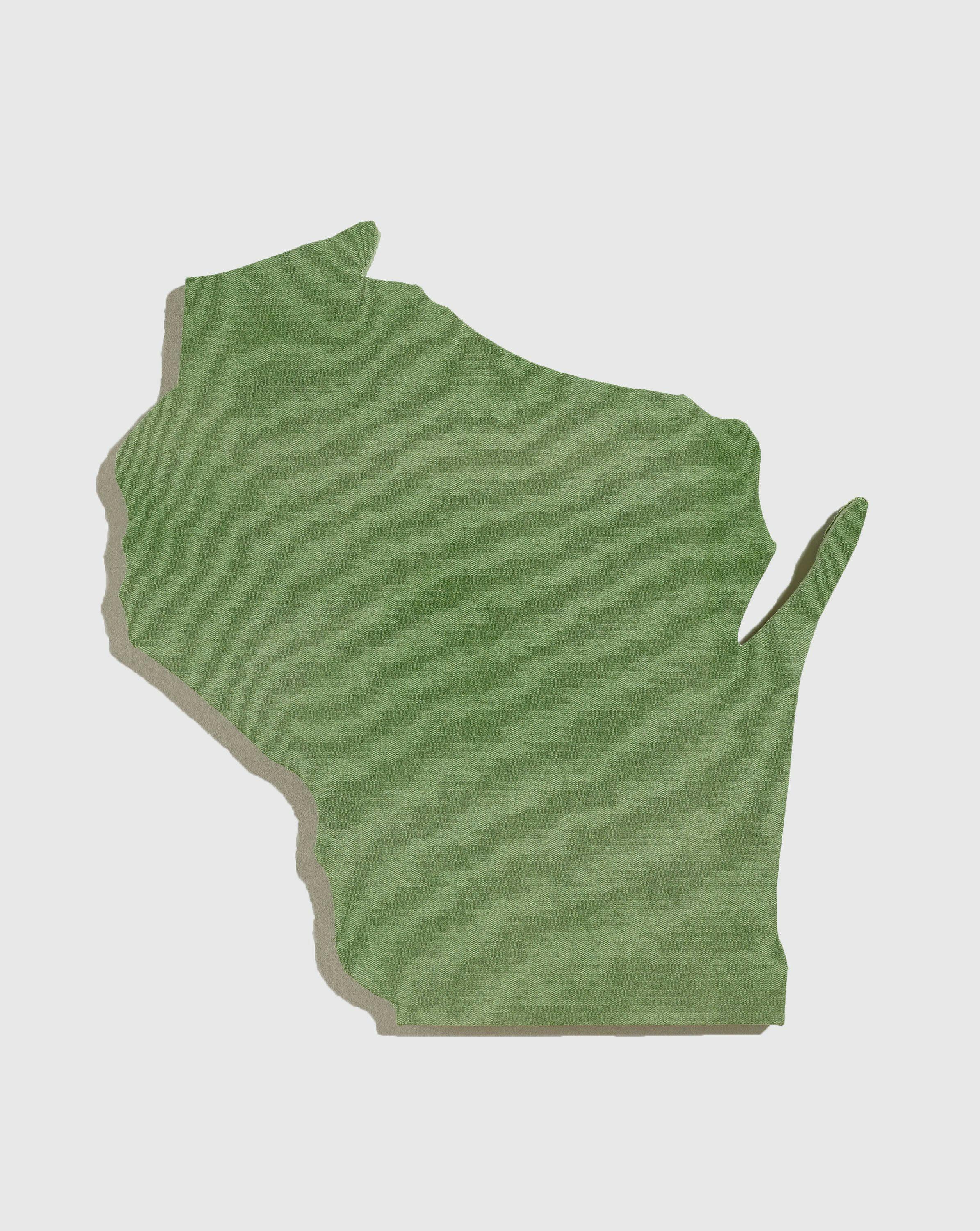 A painting by Nate Lowman, titled Green Wisconsin, dated 2014.