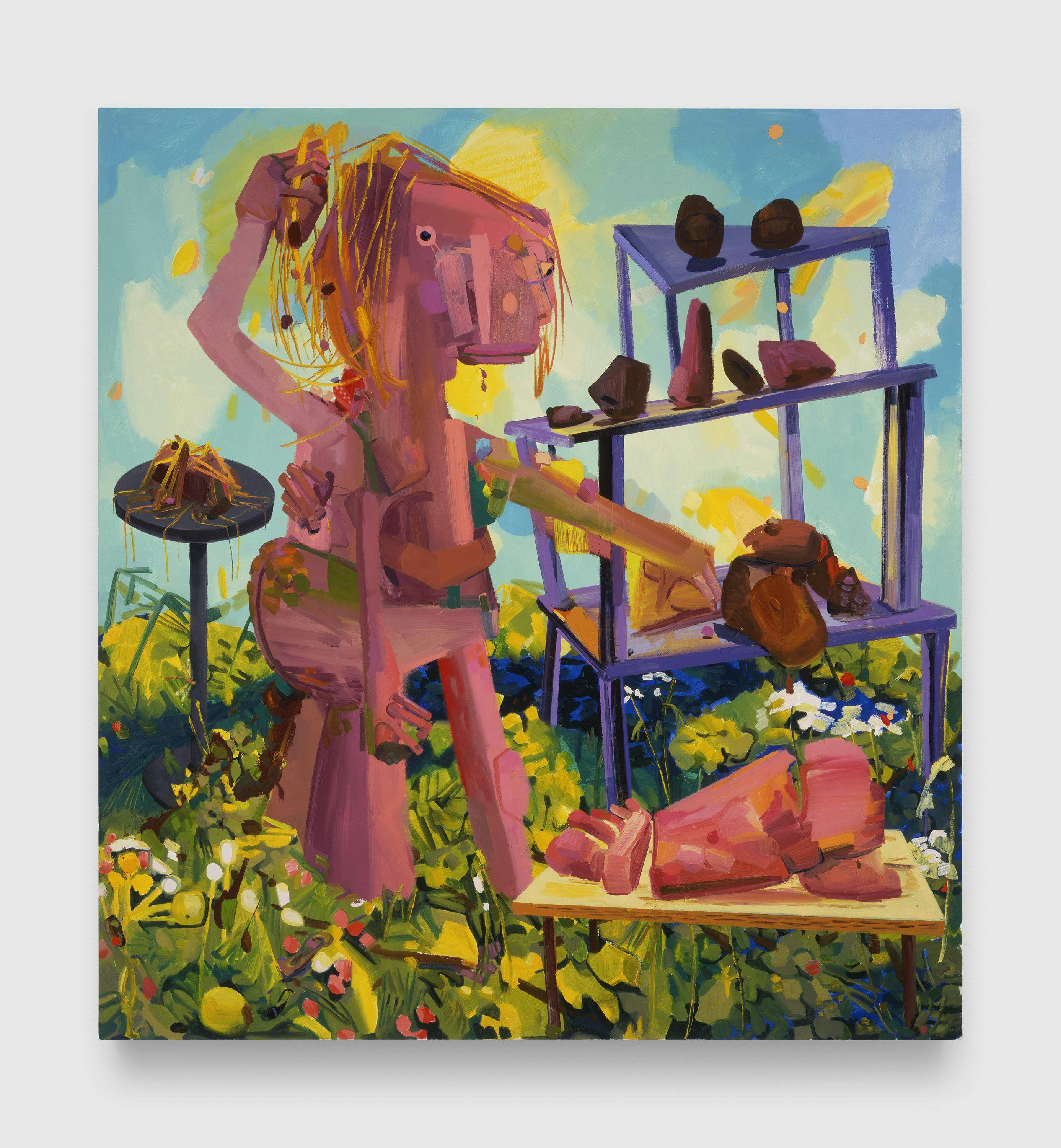 A painting by Dana Schutz, titled Twin Parts, dated 2004.