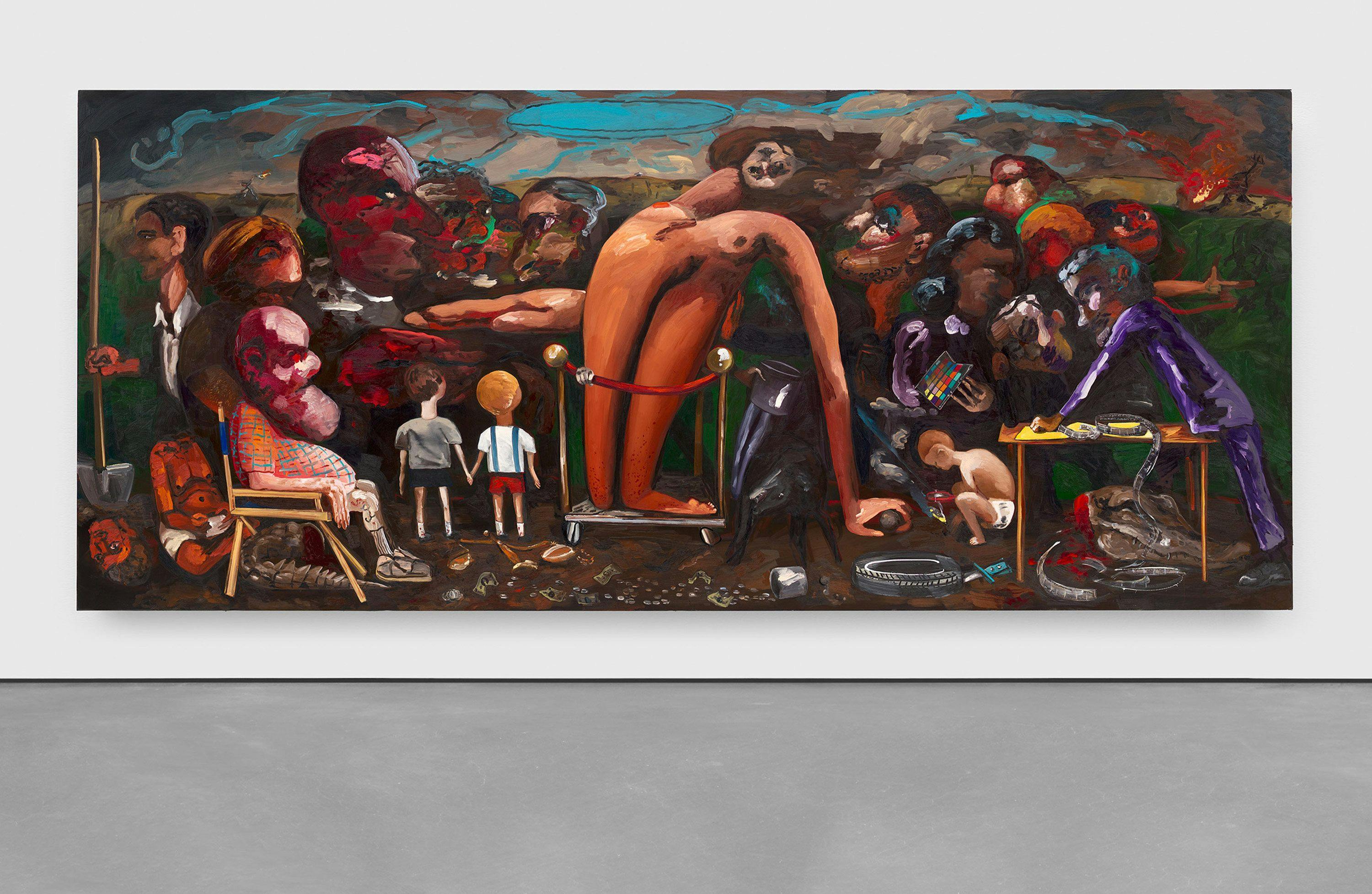 A painting by Dana Schutz, titled The Gathering, dated 2023.