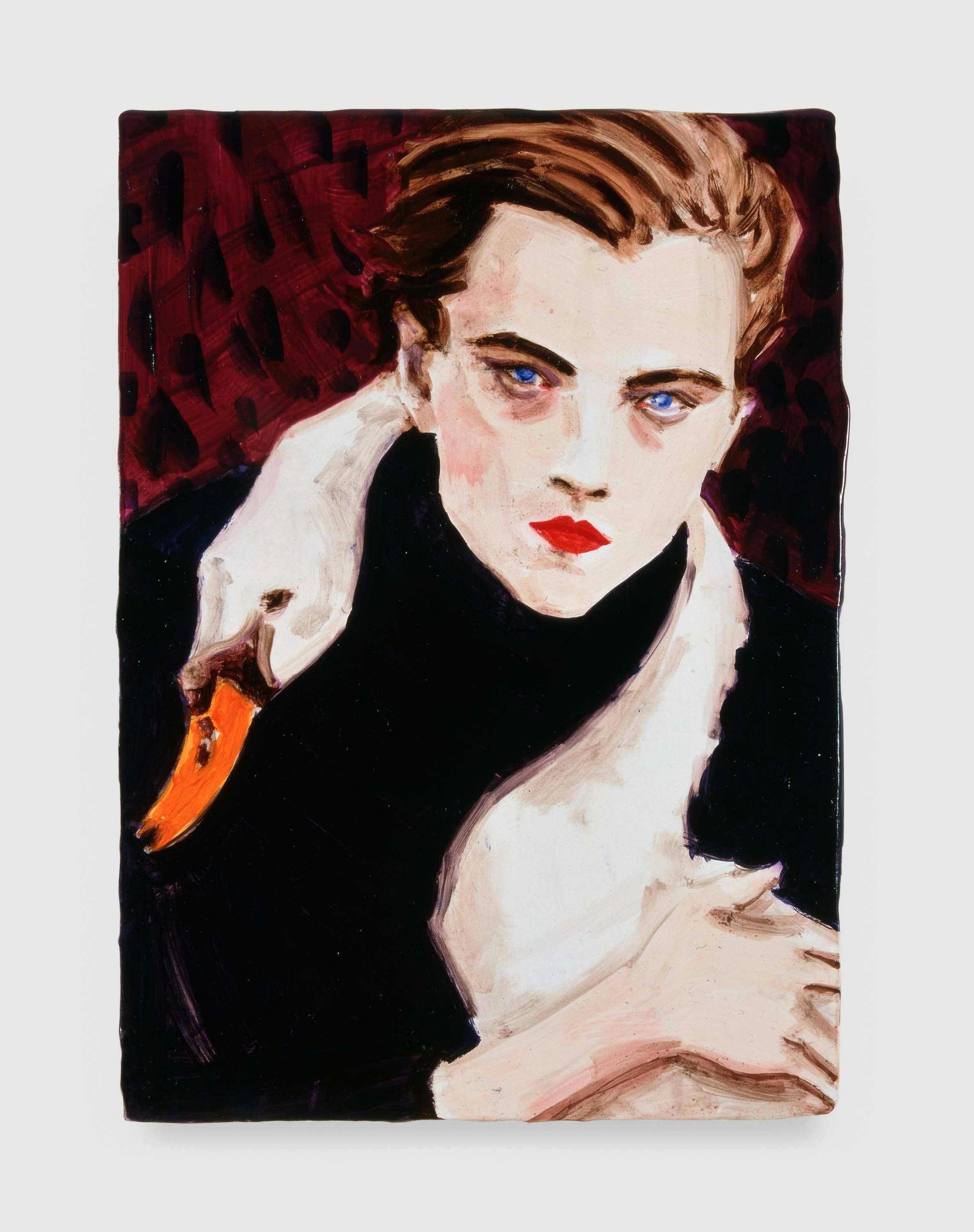 A painting by Elizabeth Peyton, titled Swan (Leonardo DiCaprio), dated 1998.