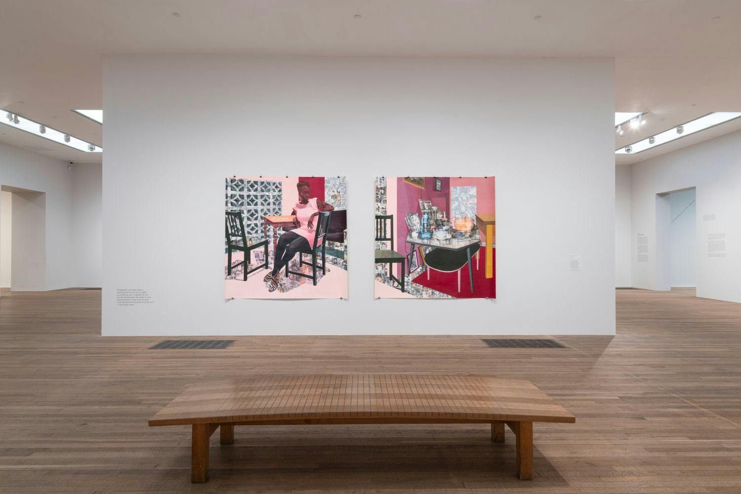 Installation view of Njideka Akunyili Crosby, Capturing the Moment at the Tate Modern, London, dated 2024.