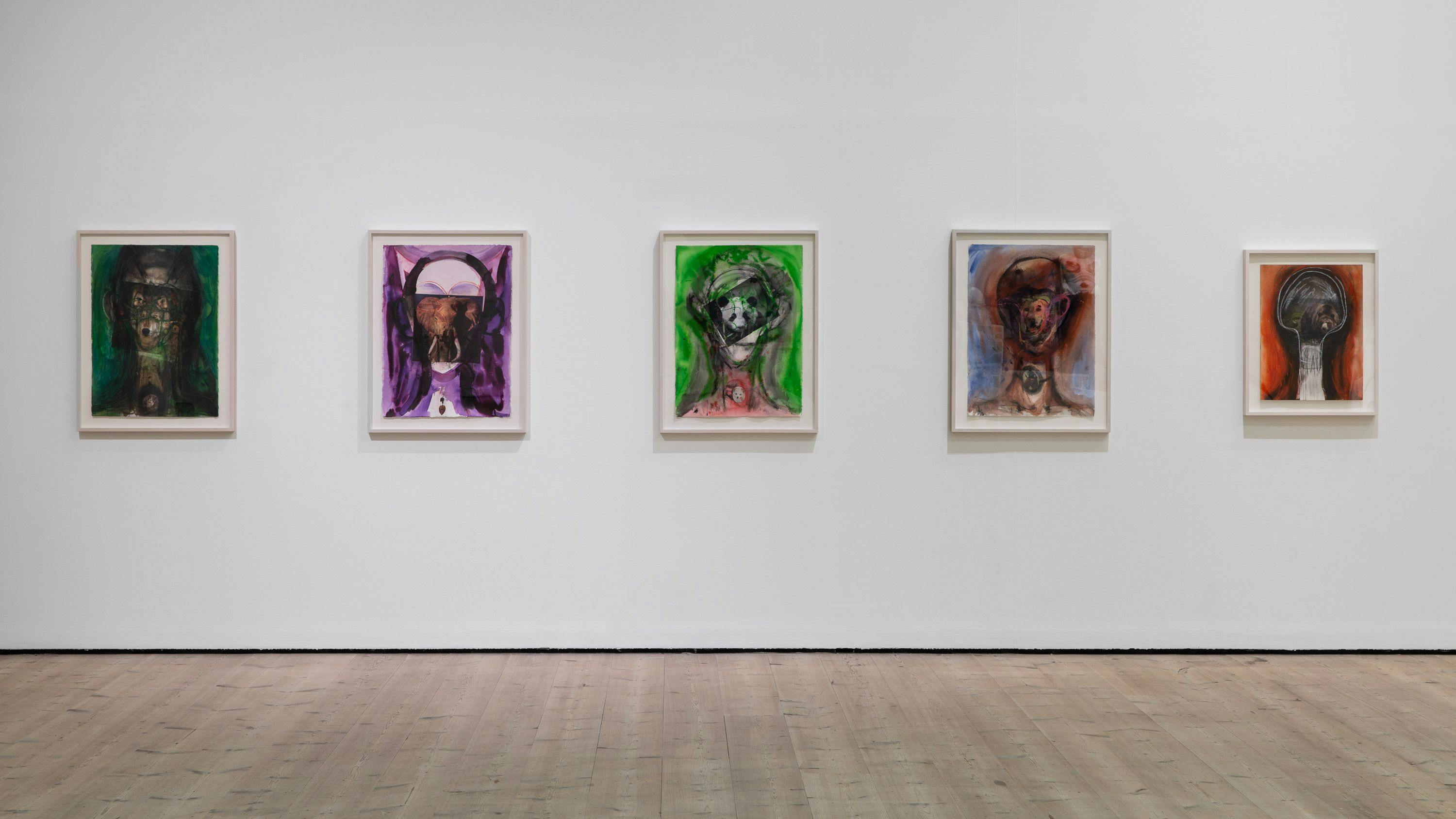 Installation view of the exhibition, Huma Bhabha, Against Time, at the Baltic Centre for Contemporary Art in Gateshead, dated 2020.