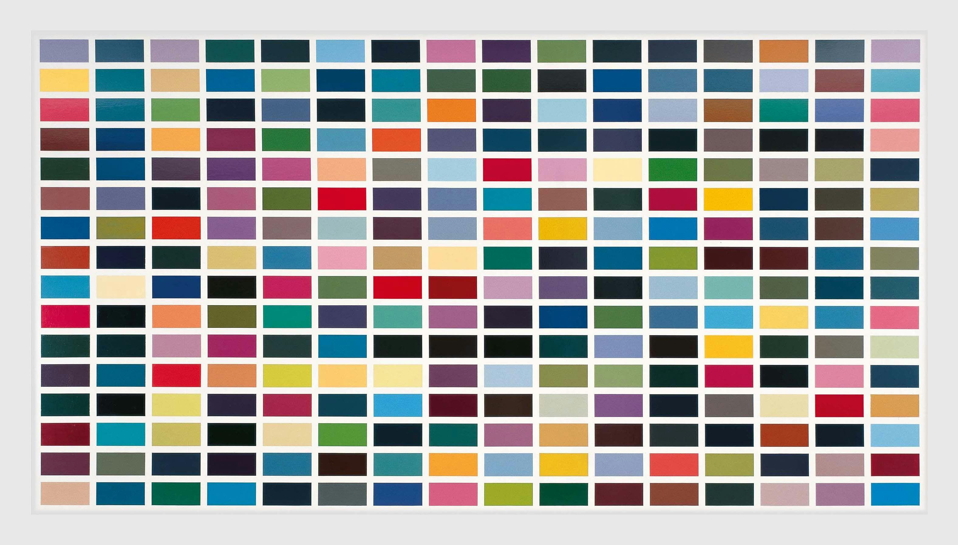 A painting by Gerhard Richter, titled 256 Farben (256 Colors), dated in 1974 and 1984.