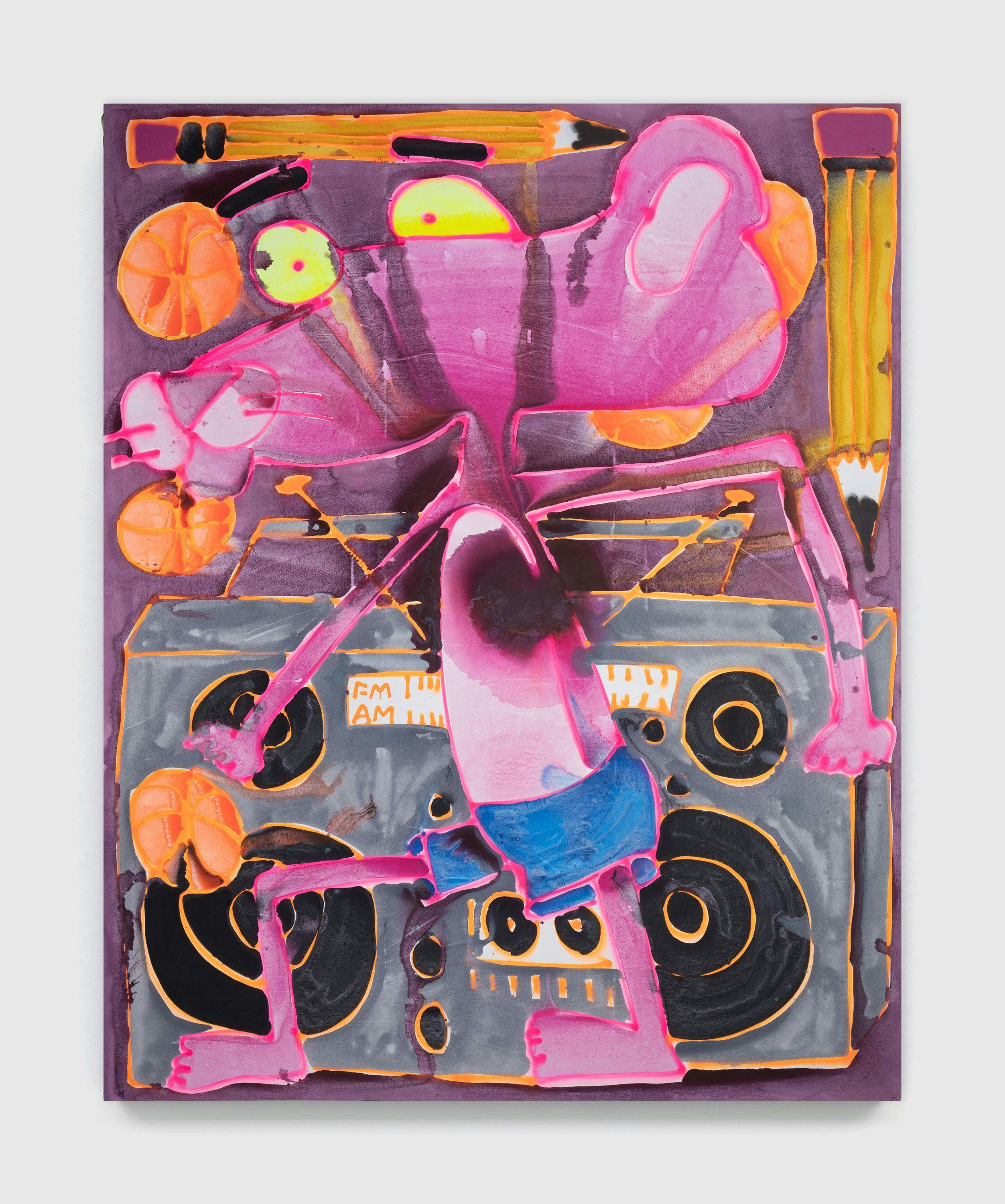 A painting by Katherine Bernhardt, titled Grandmaster Flash, dated 2021.