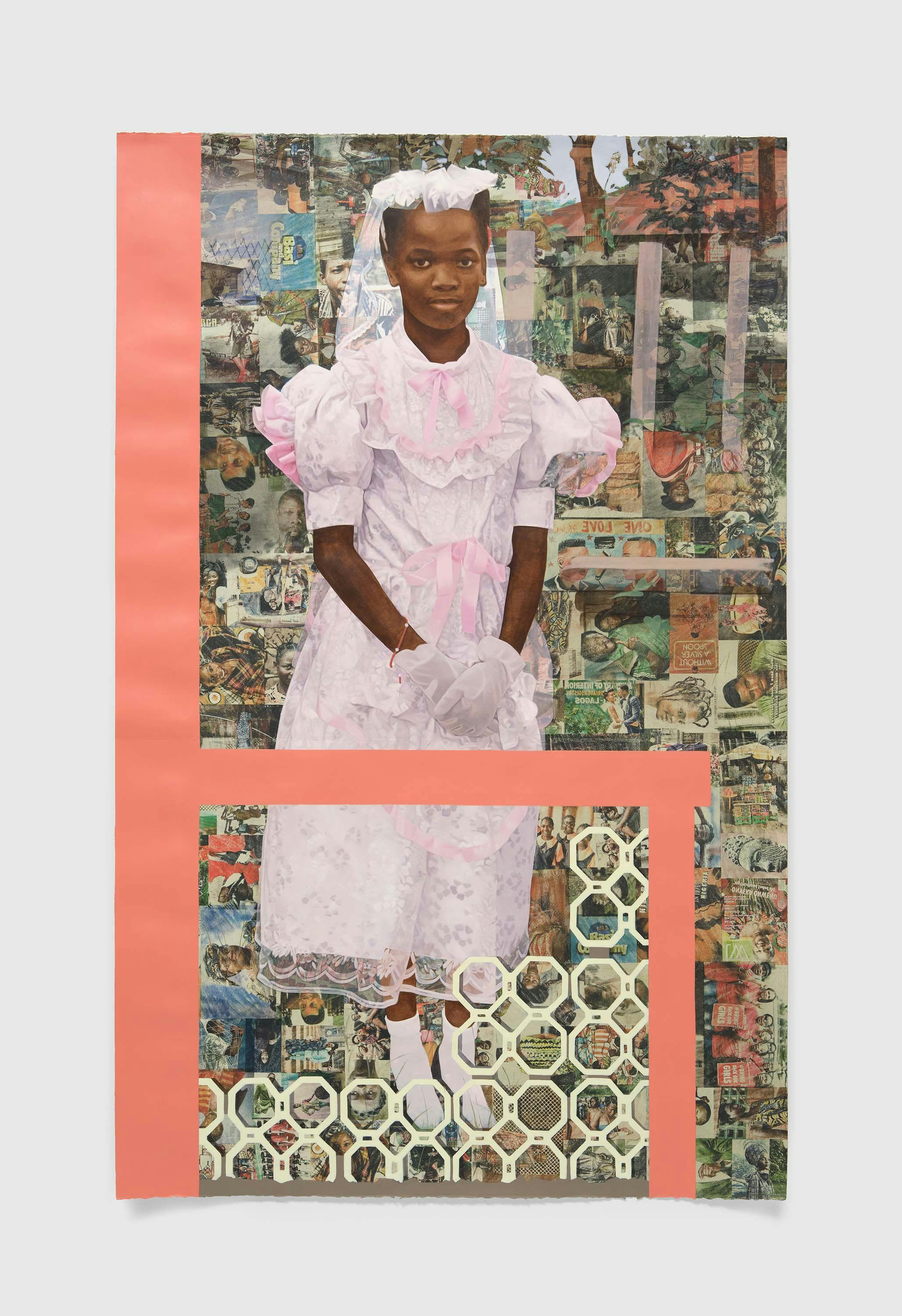 A work on paper by Njideka Akunyili Crosby, titled "The Beautyful Ones" Series #11, dated 2023.