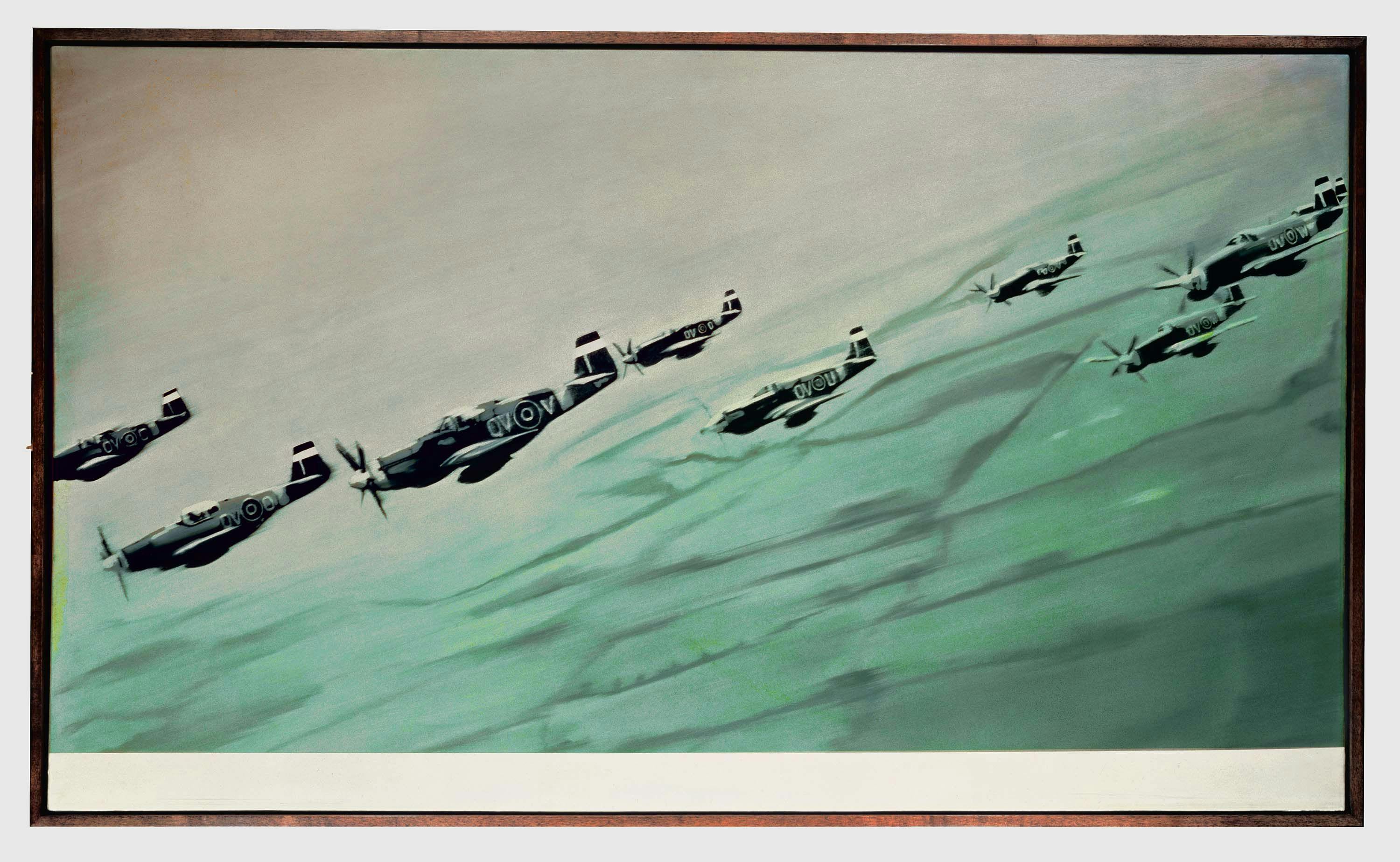 A painting by Gerhard Richter, titled Mustang-Staffel (Mustang Squadron), dated 1964.