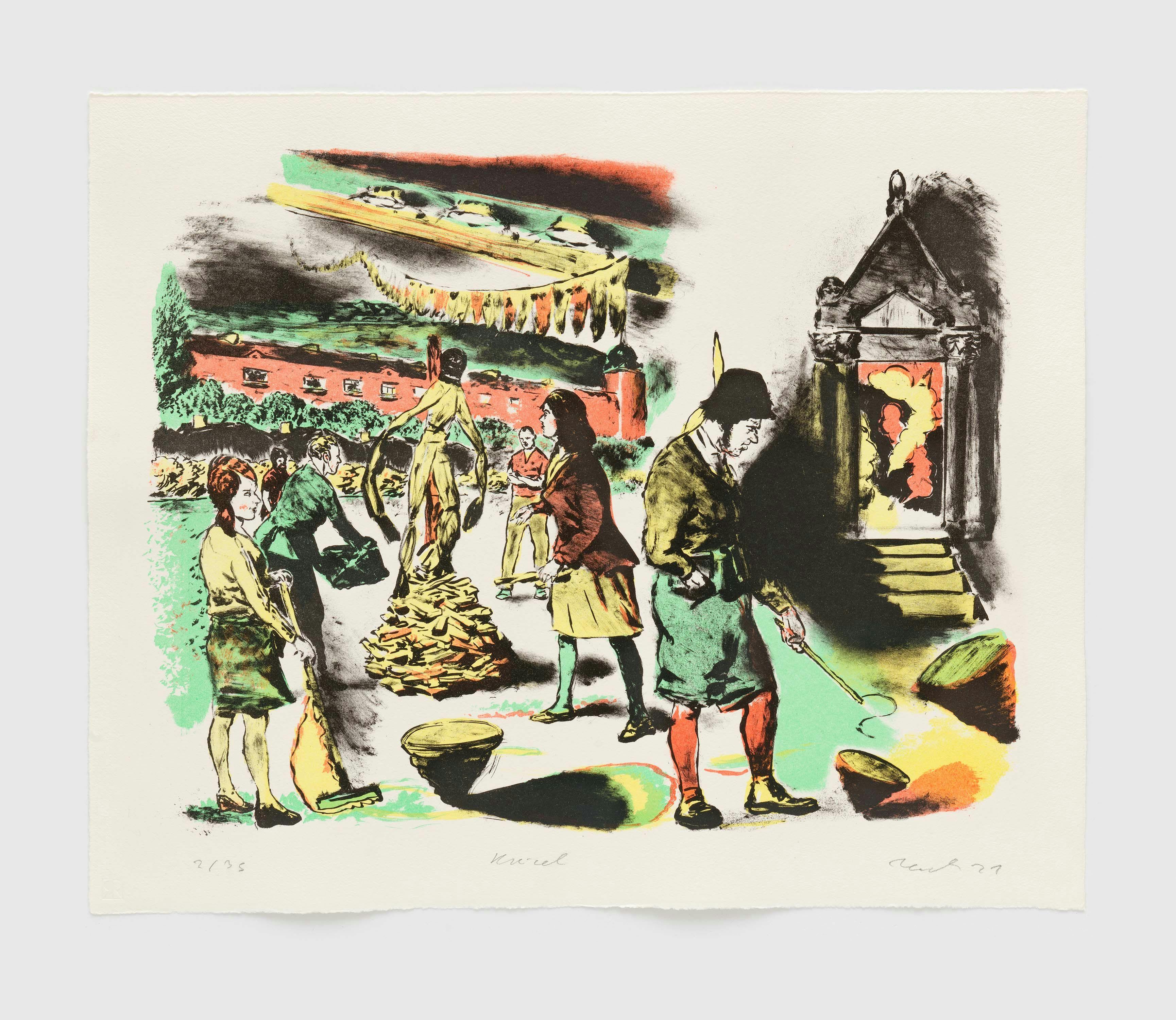 A print by Neo Rauch, titled Kreisel, dated 2021.
