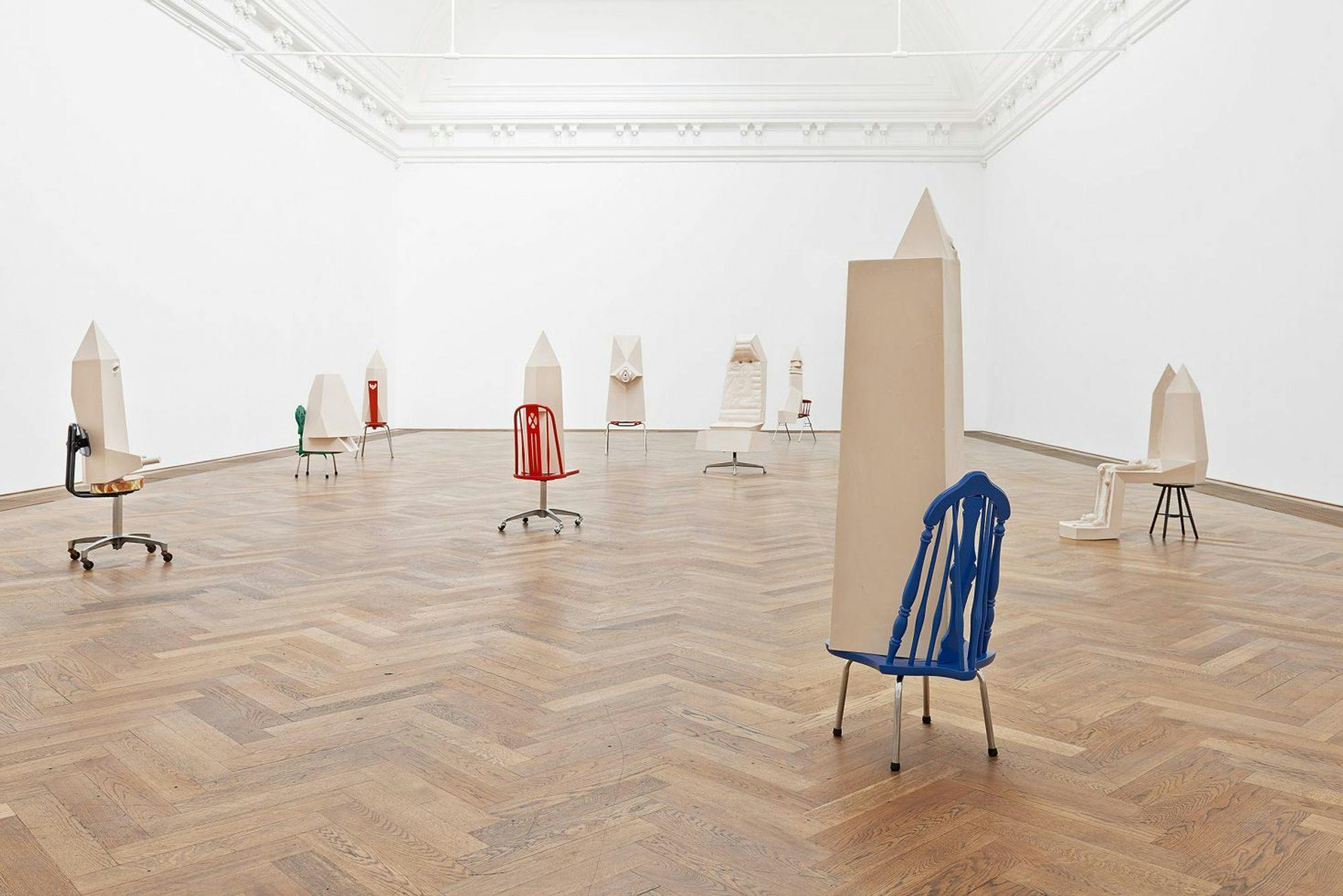 An installation view of works by Andra Ursuţa on view at Kunsthalle Basel