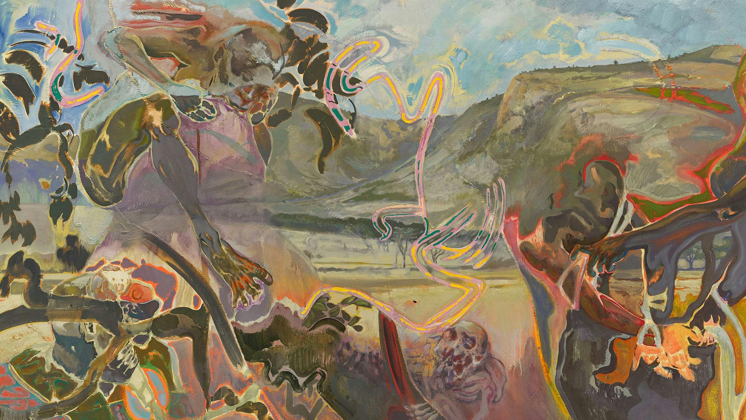 A painting by Michael Armitage, titled Enasoit, dated 2019.