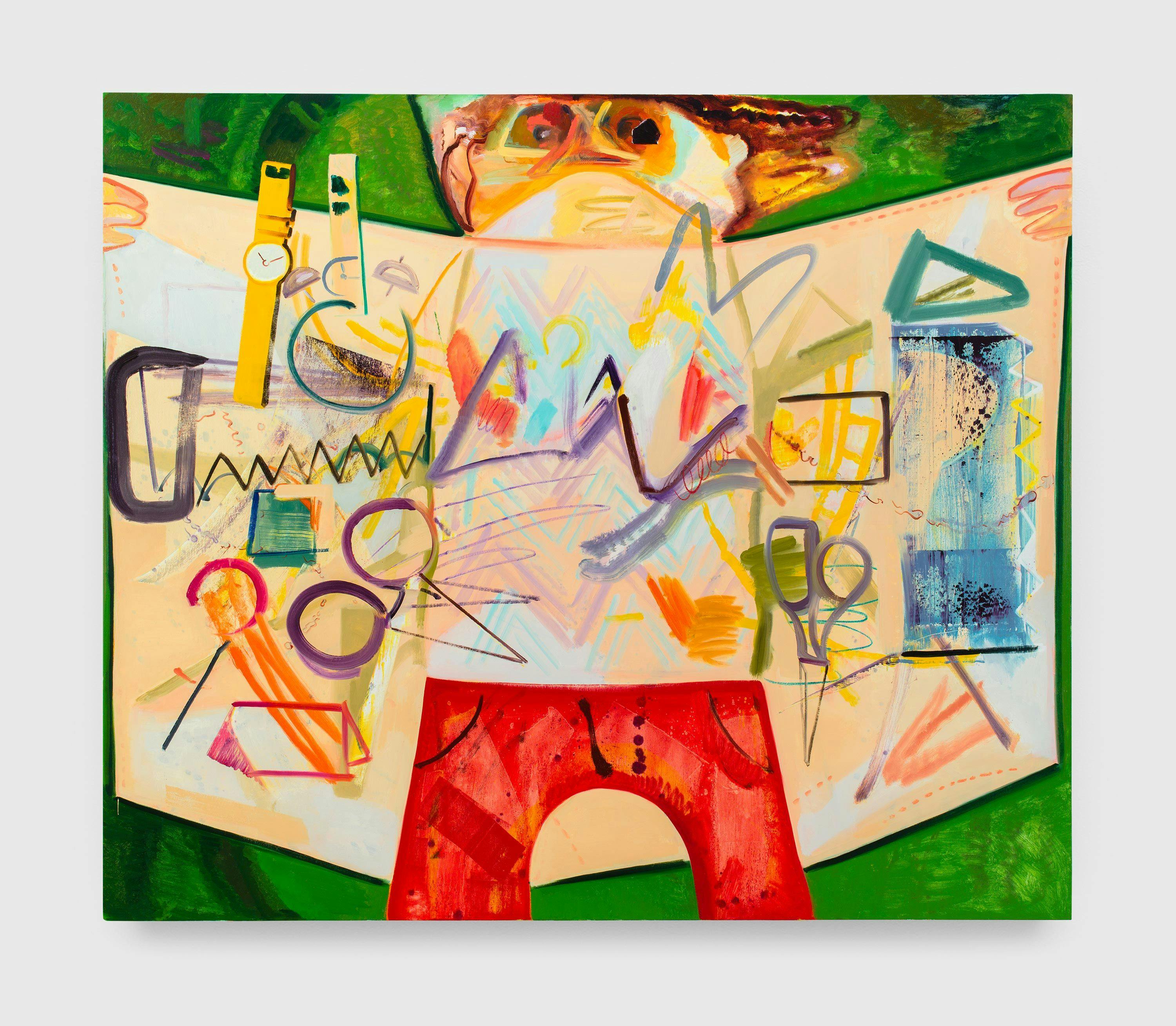 A painting by Dana Schutz, titled Flasher, dated 2012.