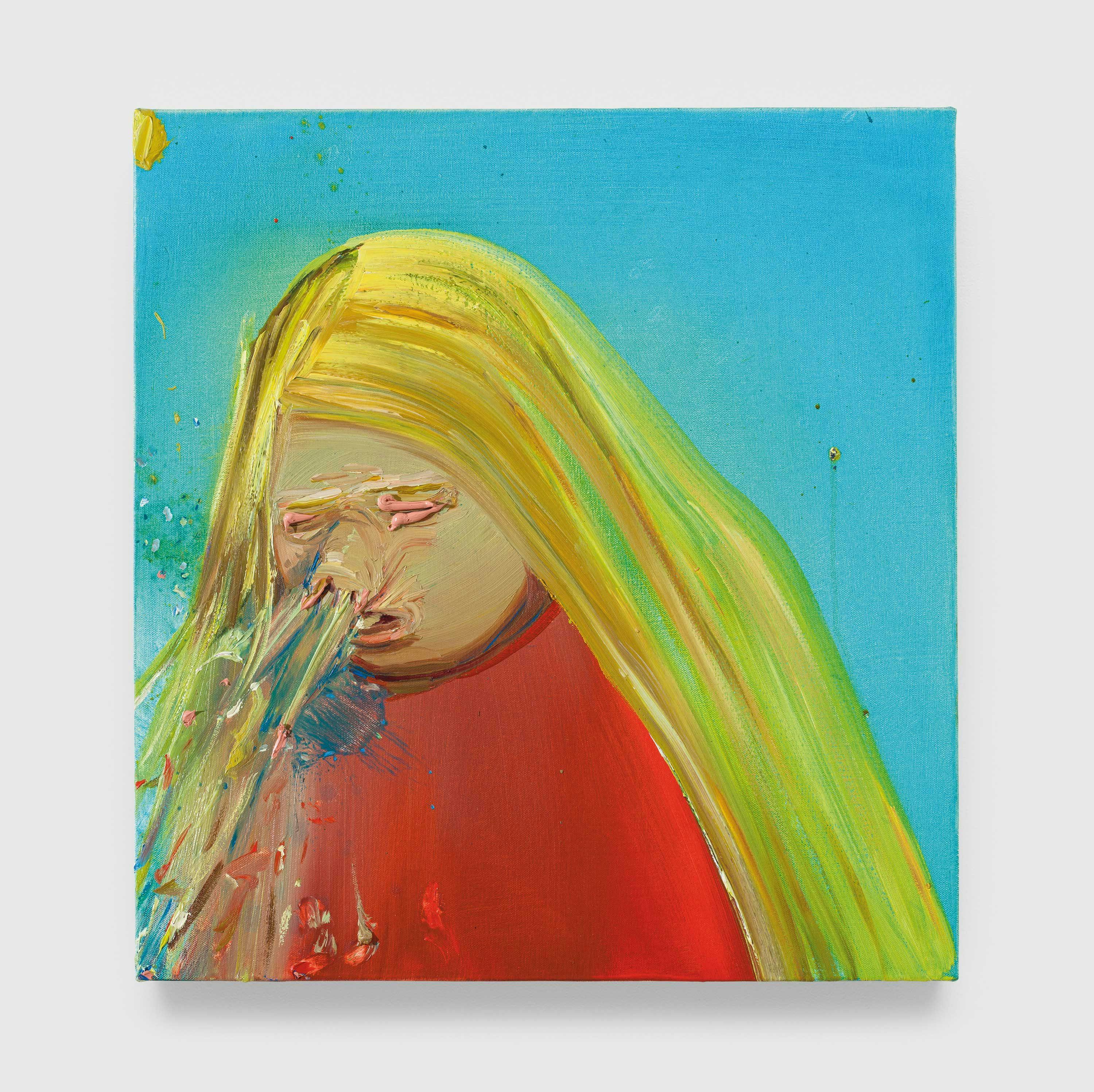 A painting by Dana Schutz, titled Sneeze, dated 2001.