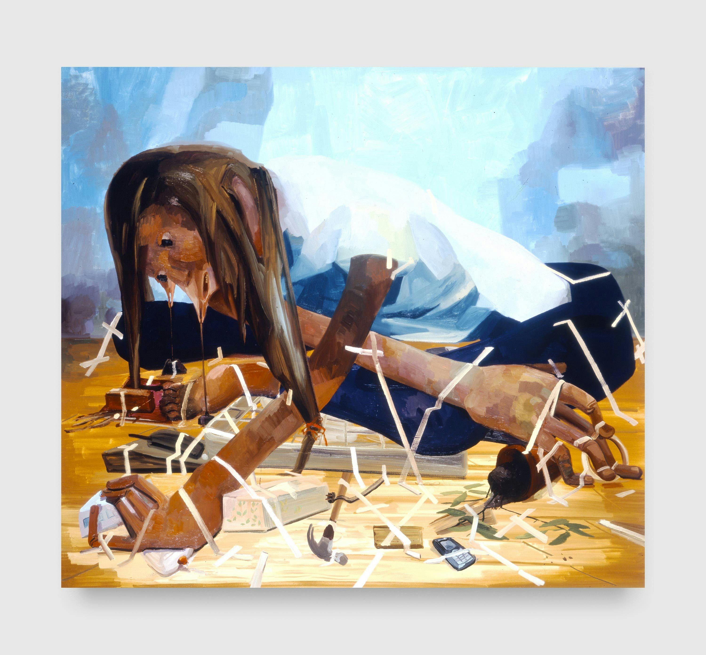 A painting by Dana Schutz, titled Gravity Fanatic, dated 2005.
