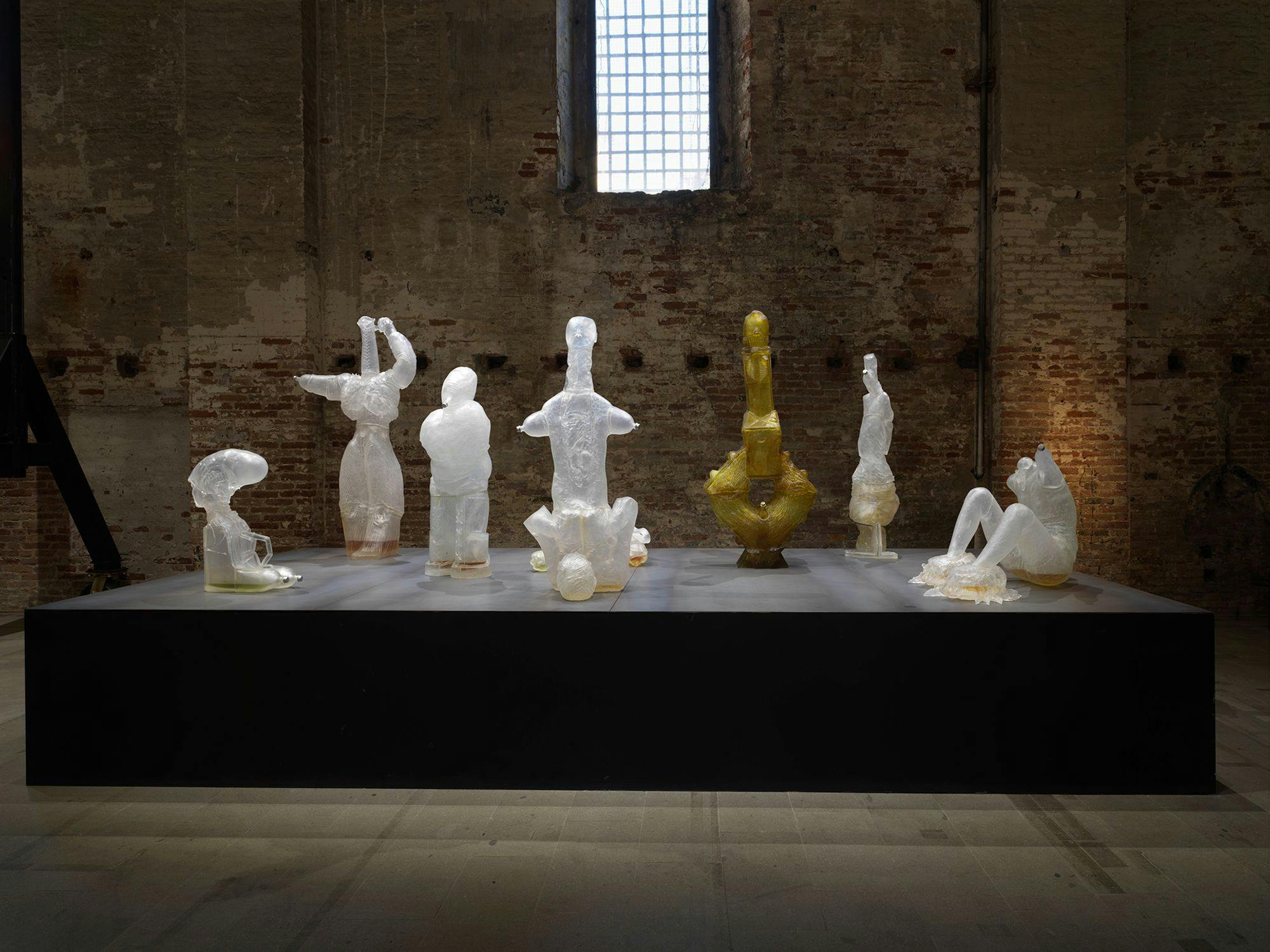 An installation view of sculptures by Andra Ursuța on view in the 58th Venice Biennale’s group exhibition
