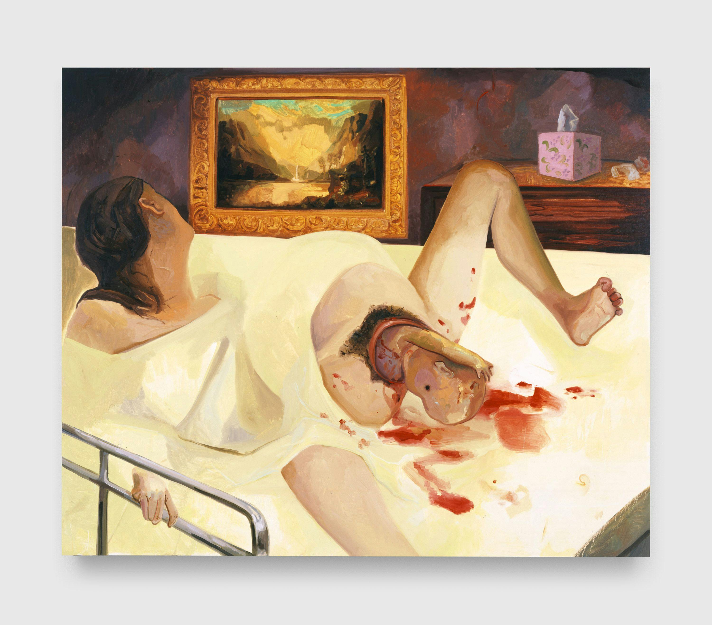 A painting by Dana Schutz, titled How We Would Give Birth, dated 2007.
