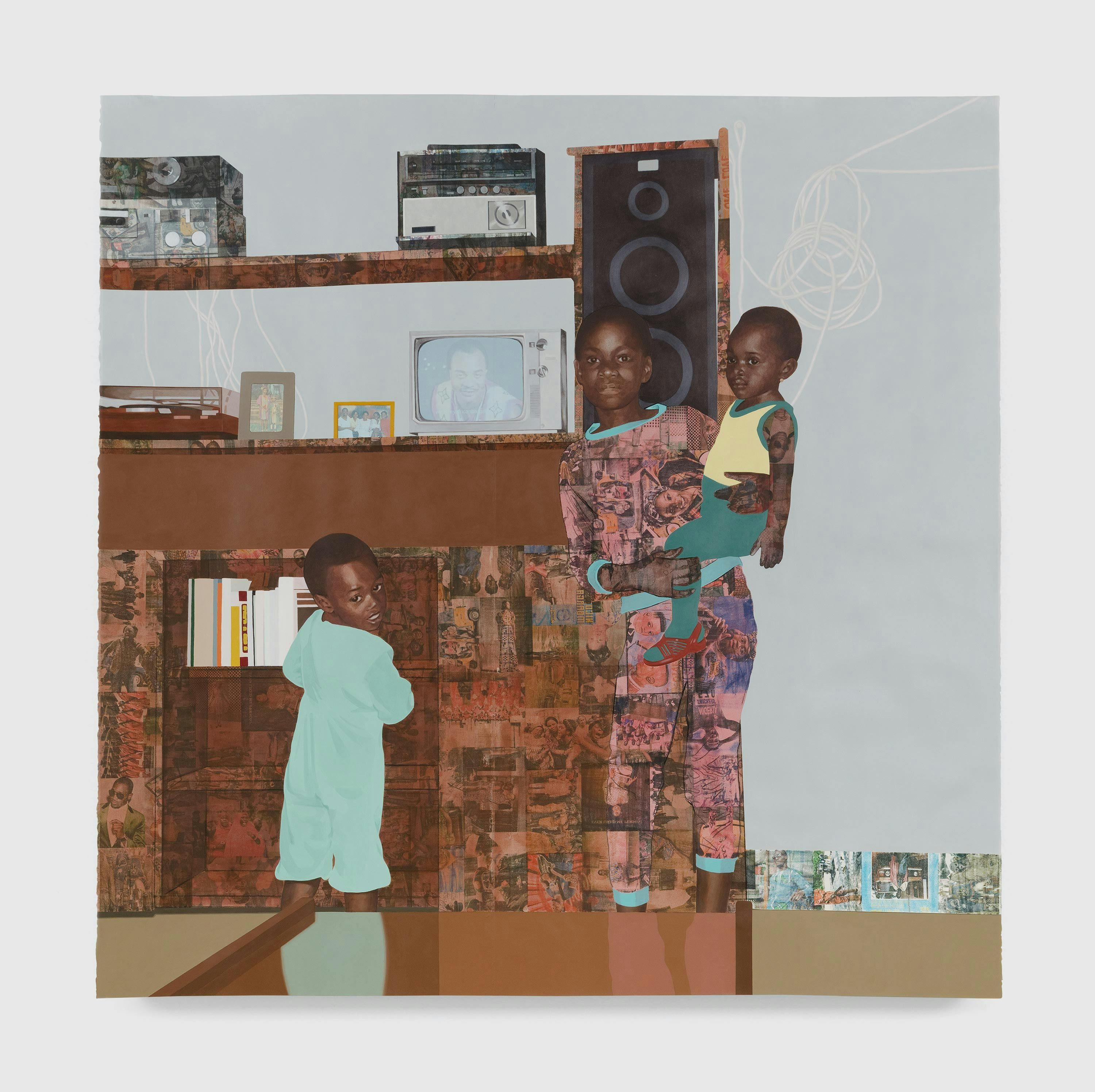 A work on paper by Njideka Akunyili Crosby, titled "The Beautyful Ones" Series #9, dated 2018.