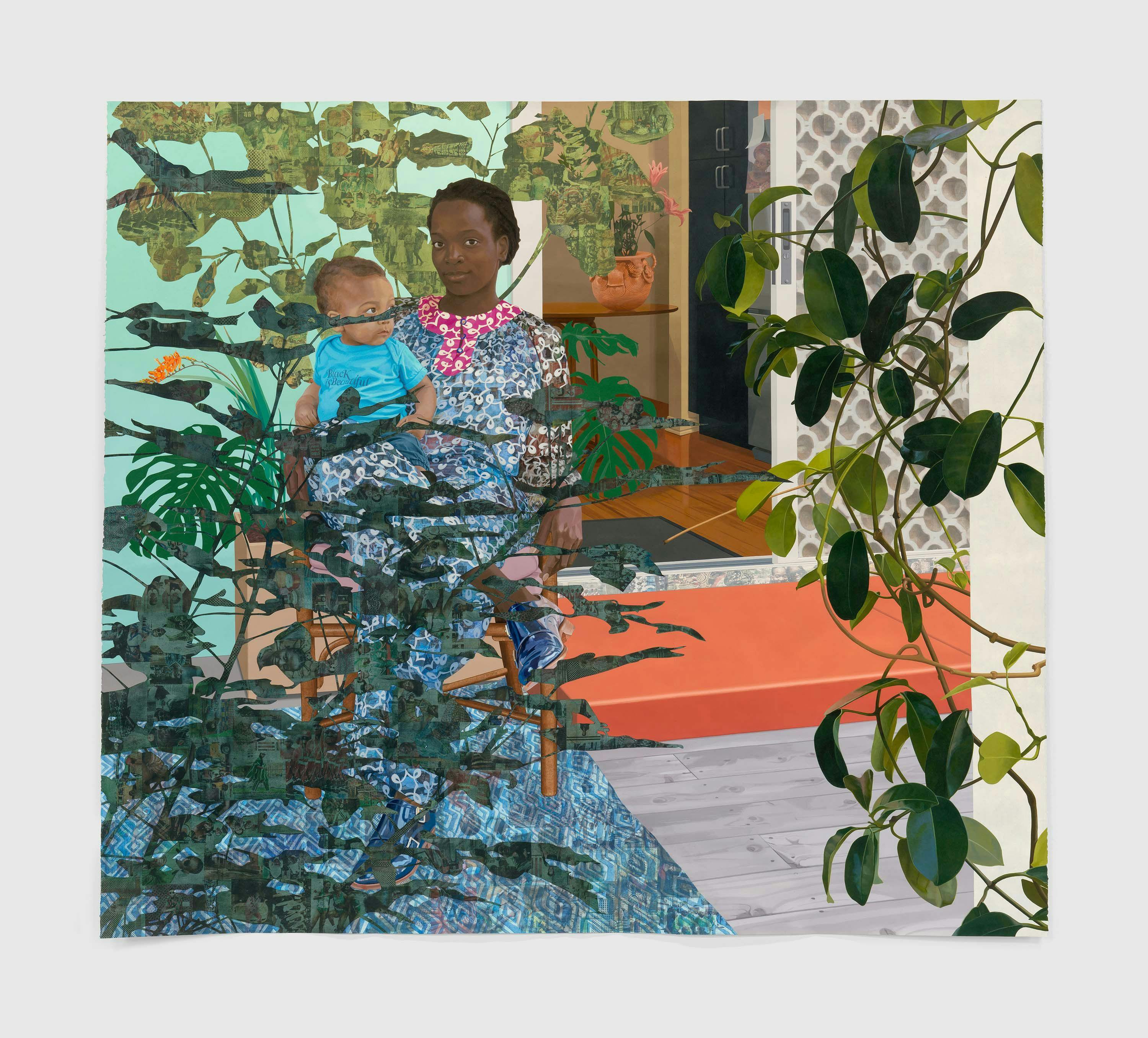 A work on paper by Njideka Akunyili Crosby, titled Still You Bloom in This Land of No Gardens, dated 2021.