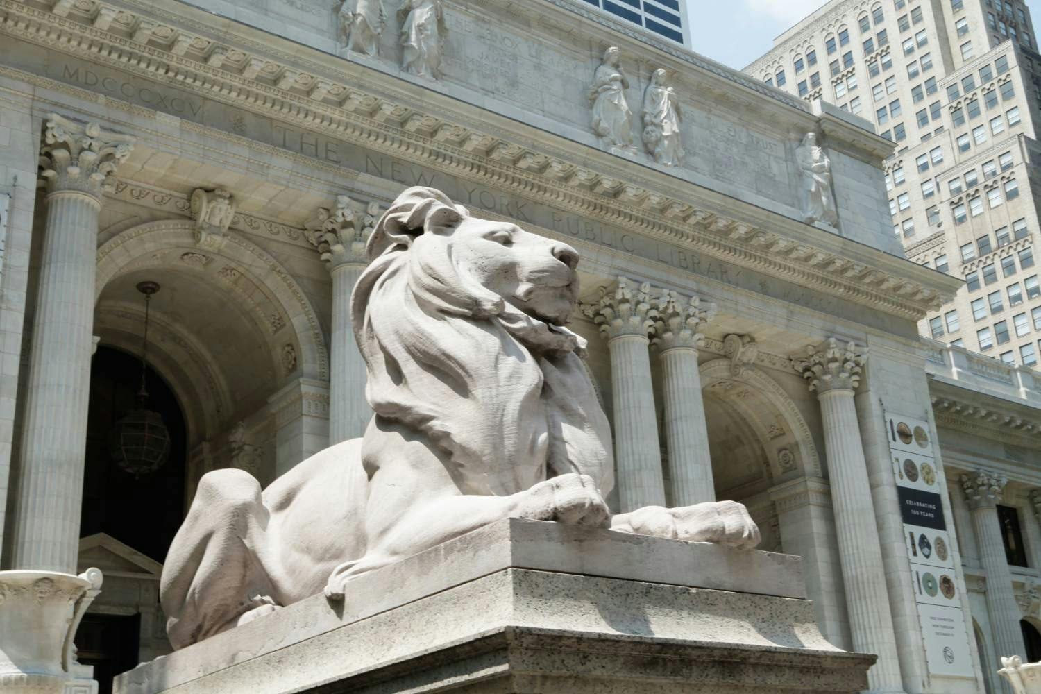 A photograph of The New York Public Library to announce a public talk with Wolfgang Tillmans and Paul Holdengräber, Director of Public Programming at The New York Public Library, dated 2018.