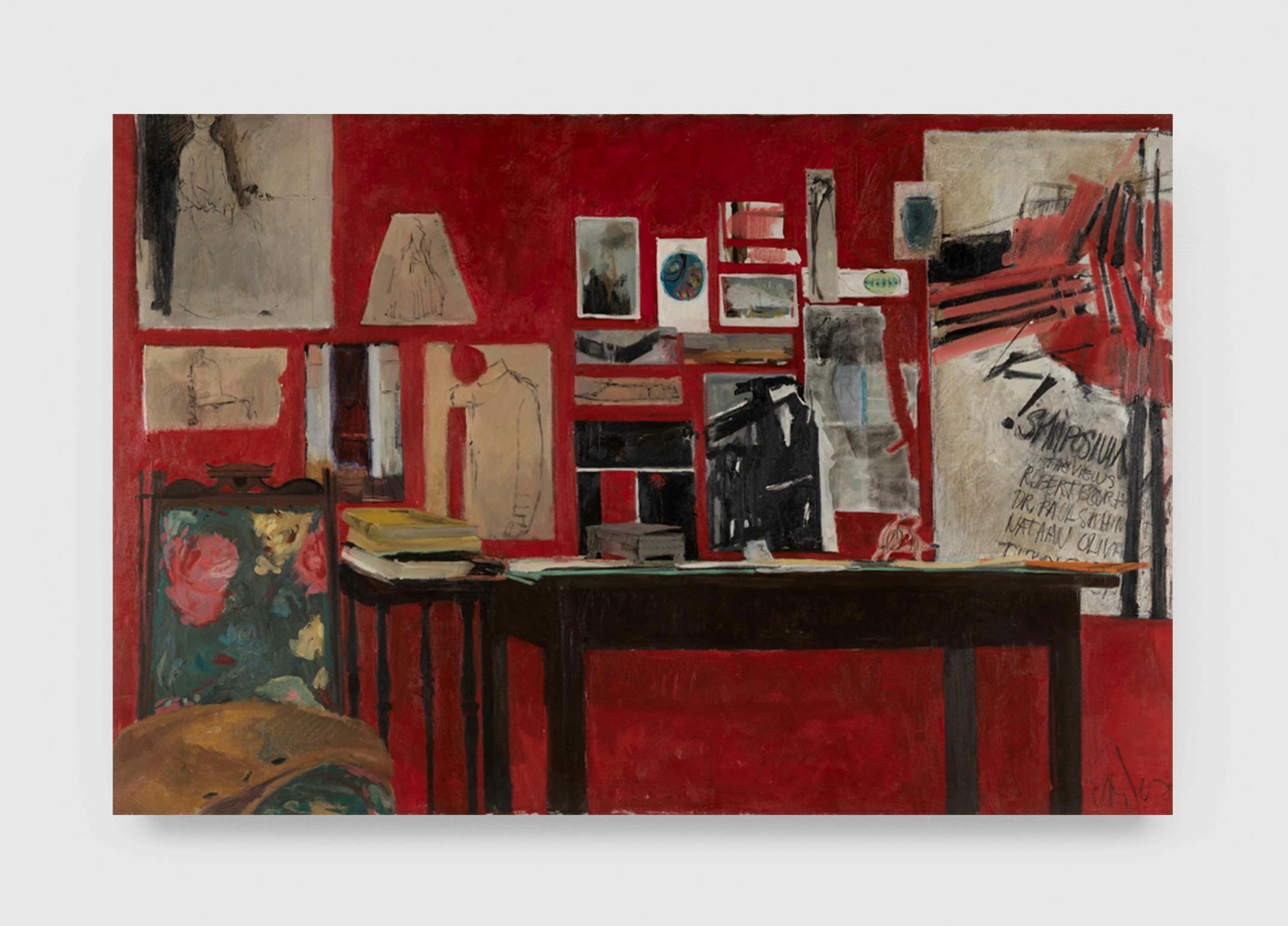 A painting by Raymond Saunders, titled La Chambre, dated 1961.