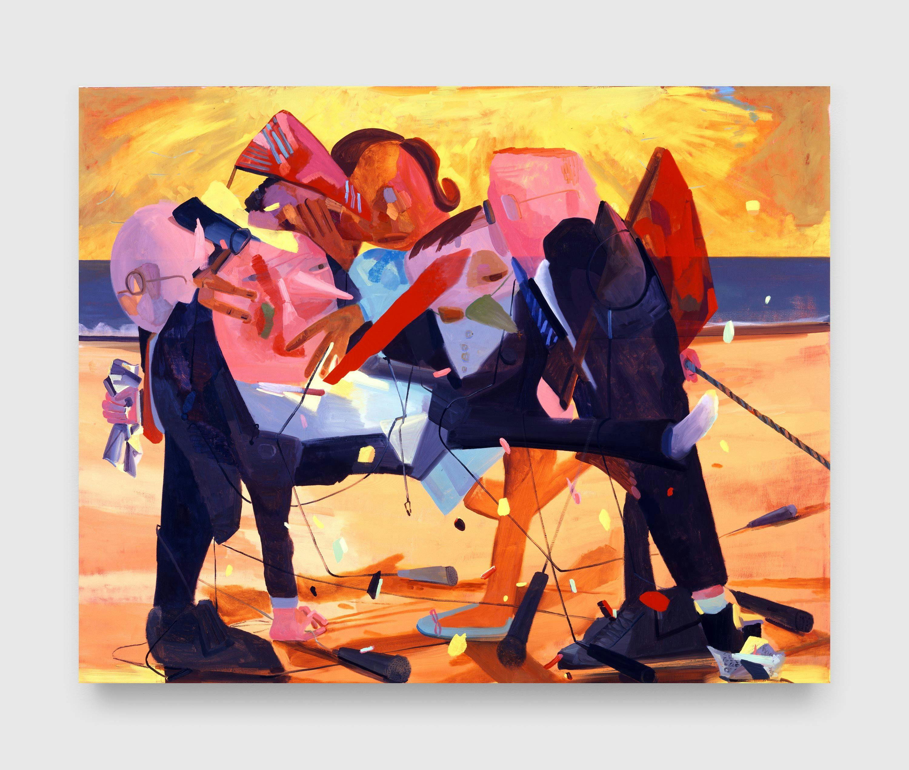 A painting by Dana Schutz, titled Party, dated 2004.