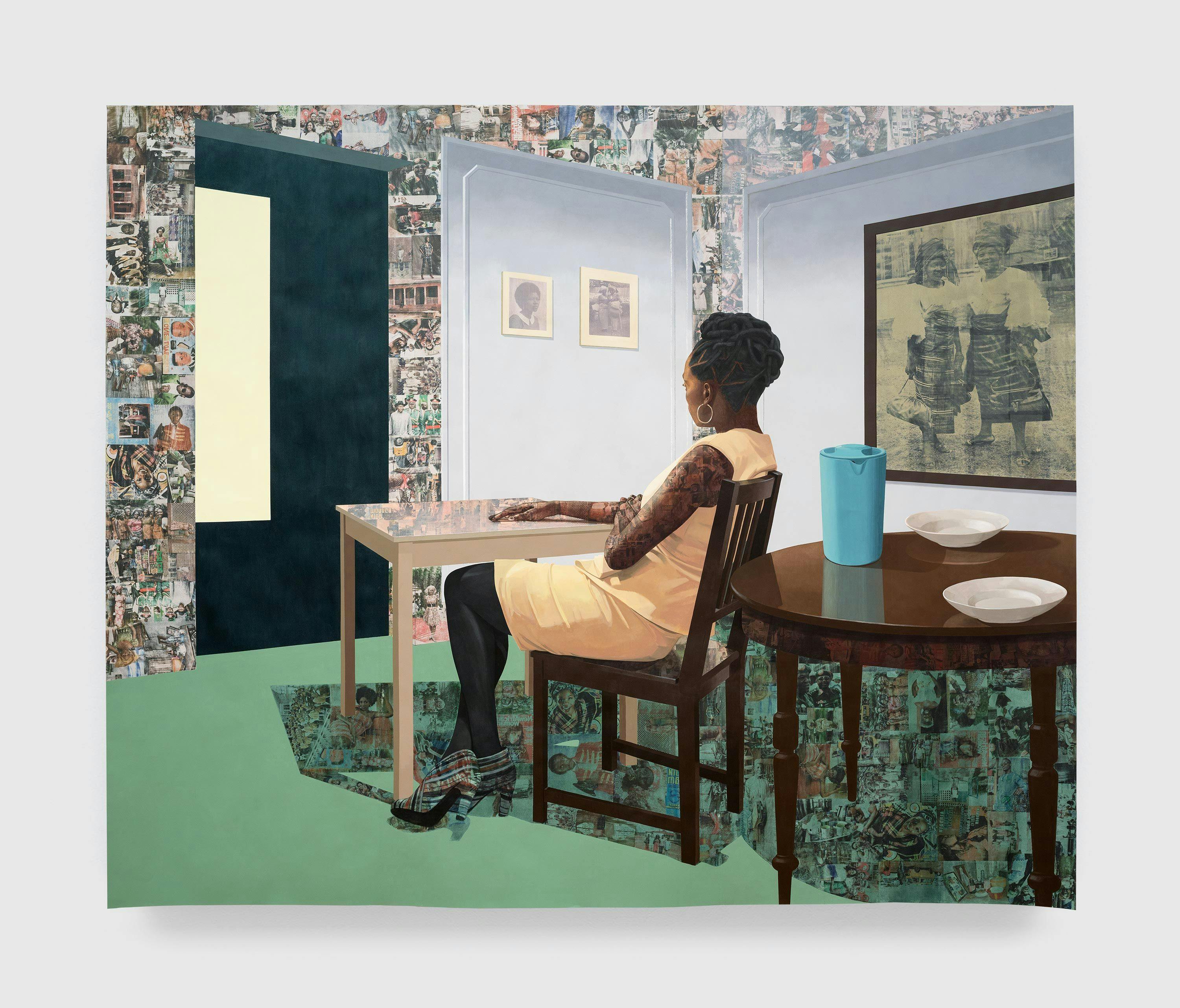 A work on paper by Njideka Akunyili Crosby, titled In The Lavender Room, dated 2019.