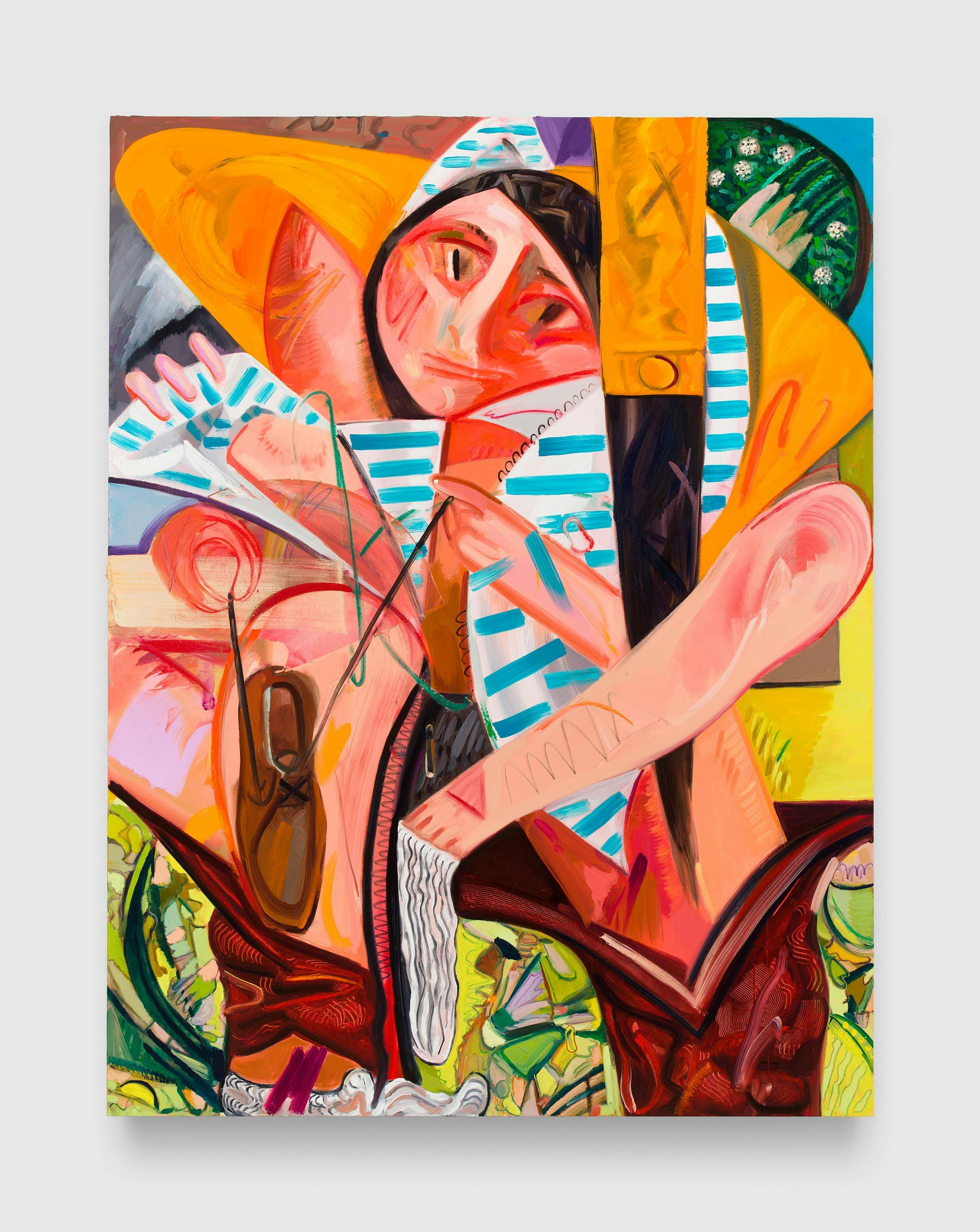 A painting by Dana Schutz, titled Getting Dressed All at Once, dated 2012.