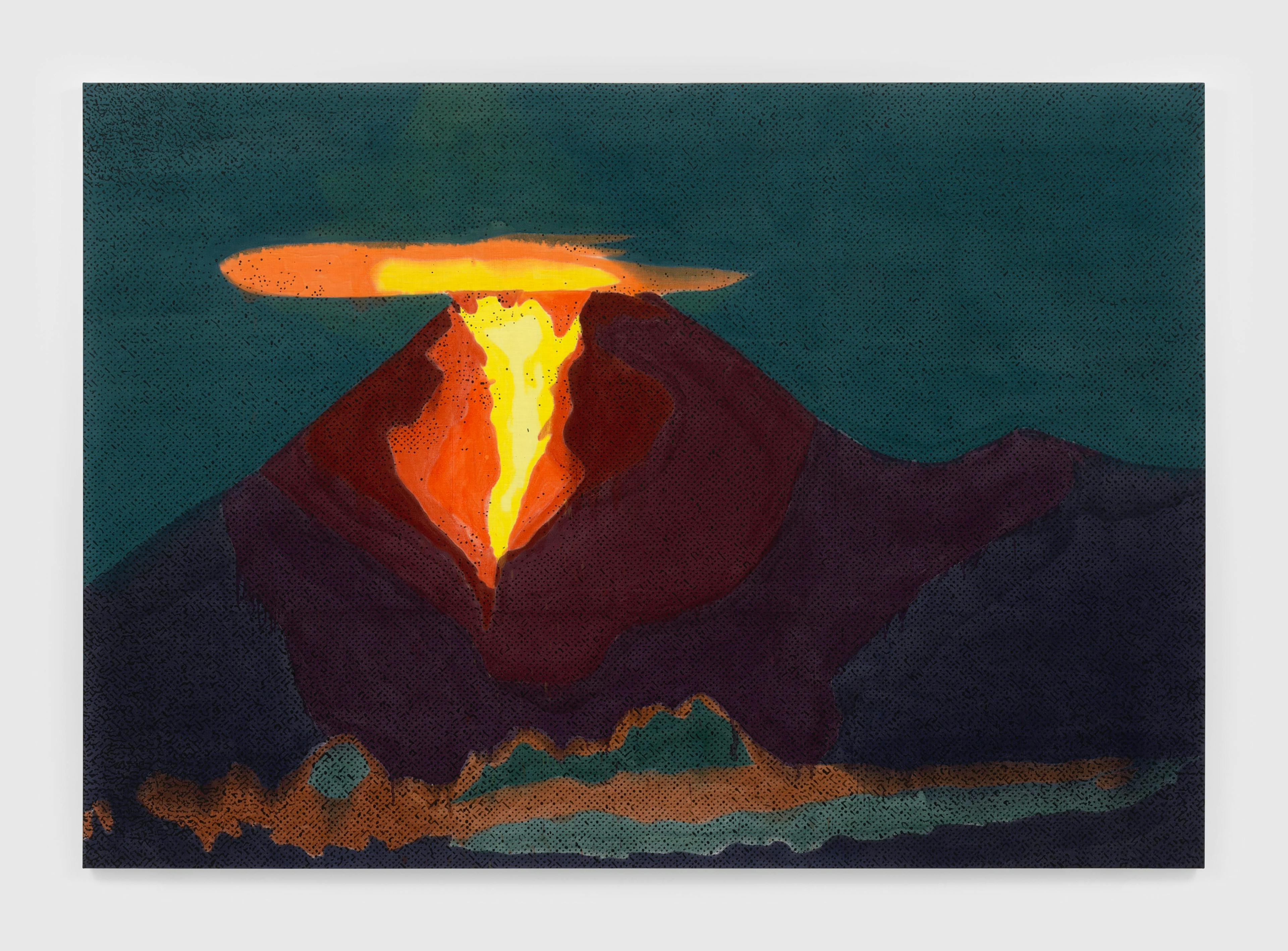 A painting by Nate Lowman, titled Stratovolcano (Merapi), dated 2021.