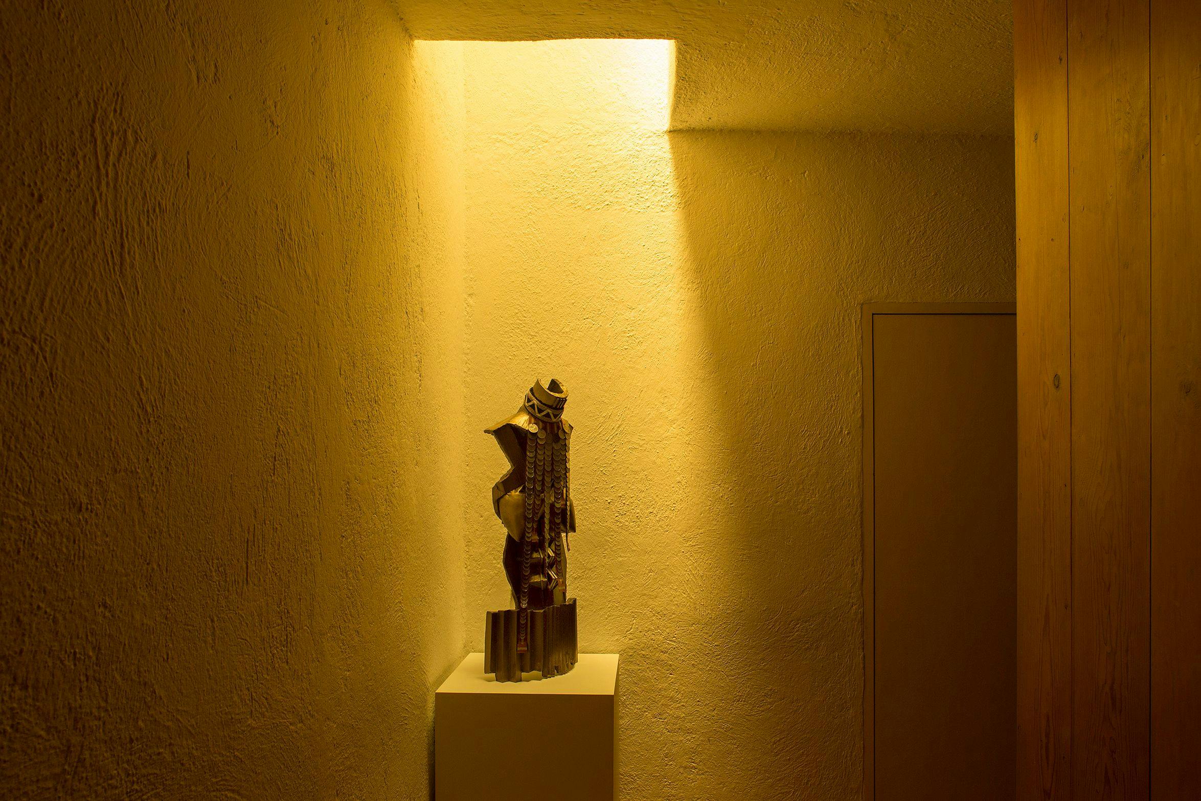 Installation view of the exhibition, Emissaries for Things Abandoned by Gods, at Casa Luis Barragan, in Mexico City, dated 2019.