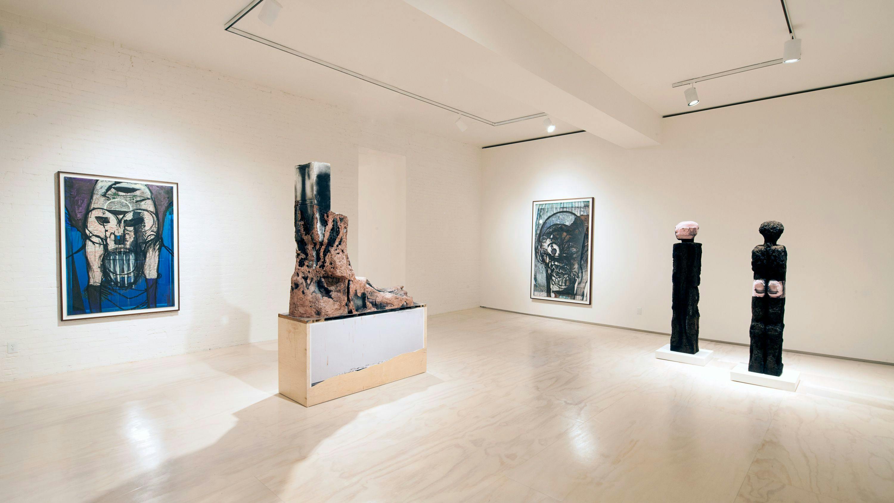 Installation view of the exhibition, Huma Bhabha: Unnatural Histories, at MoMA PS1 in Long Island City, NY, dated 2013. 