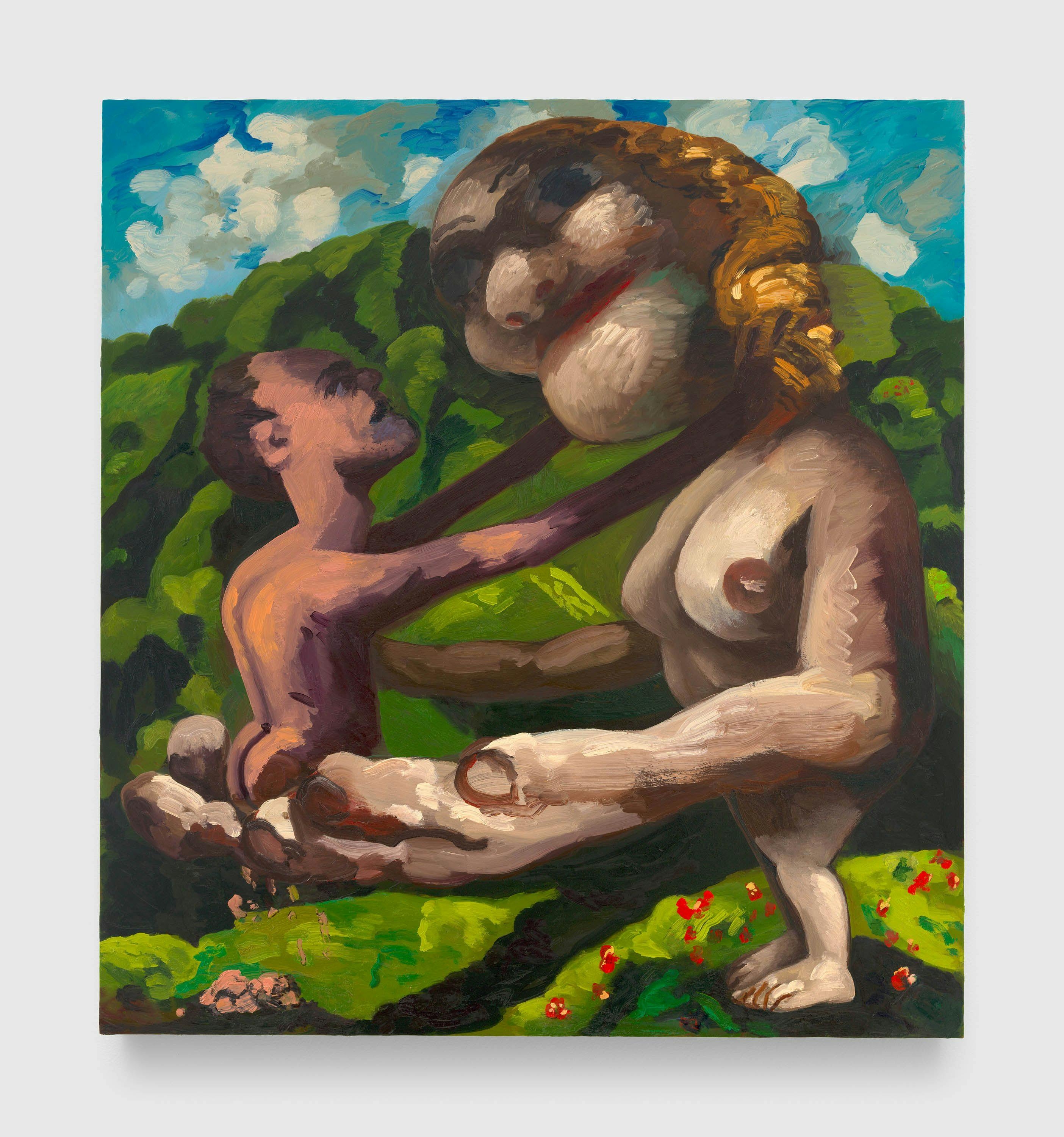 A painting by Dana Schutz, titled The Love, dated 2023.