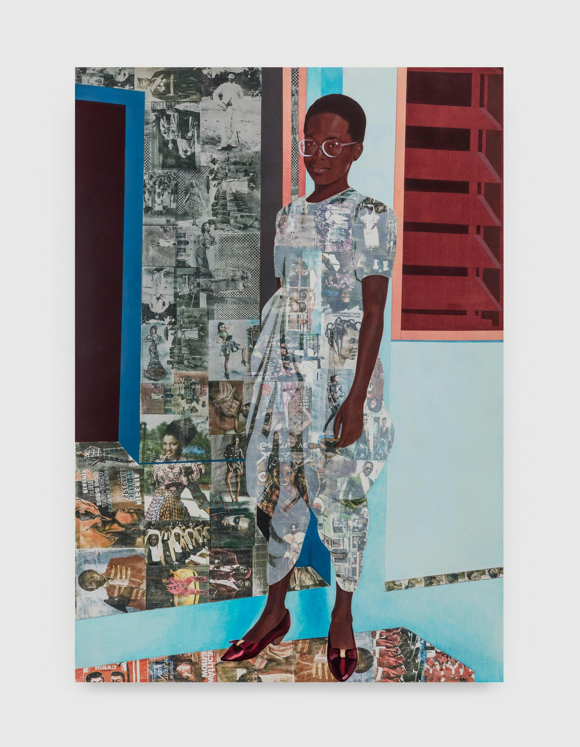 A work on paper by Njideka Akunyili Crosby, titled "The Beautyful Ones" Series #1c, dated 2014.