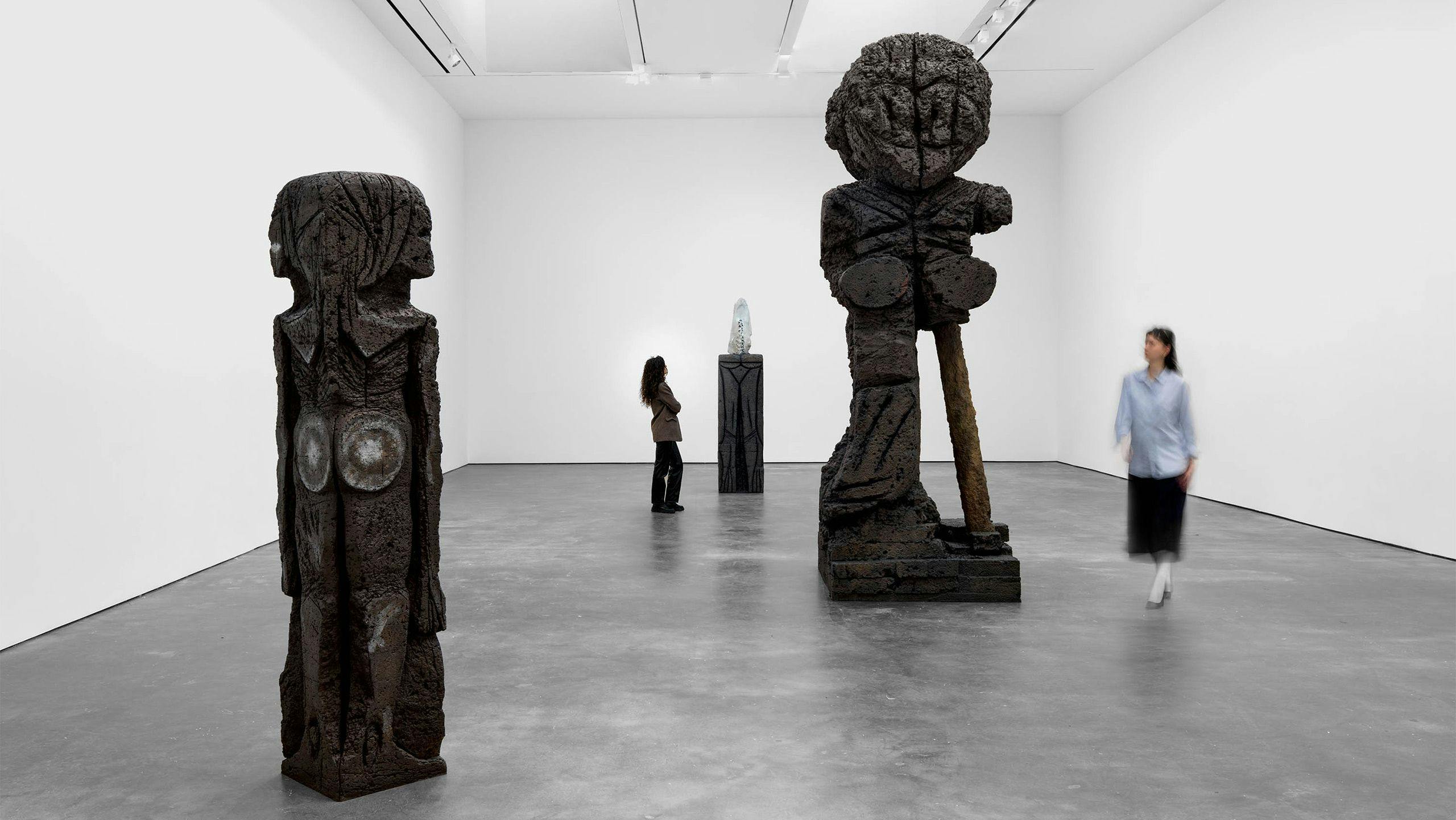An installation view of Huma Bhabha: Welcome to the one who came, dated 2024