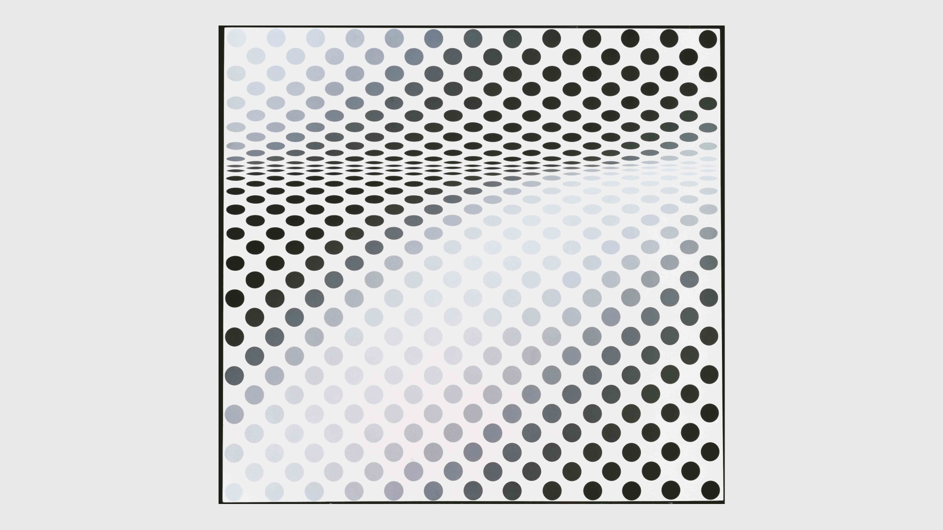 A painting by Bridget Riley, titled Hesitate, dated 1964.