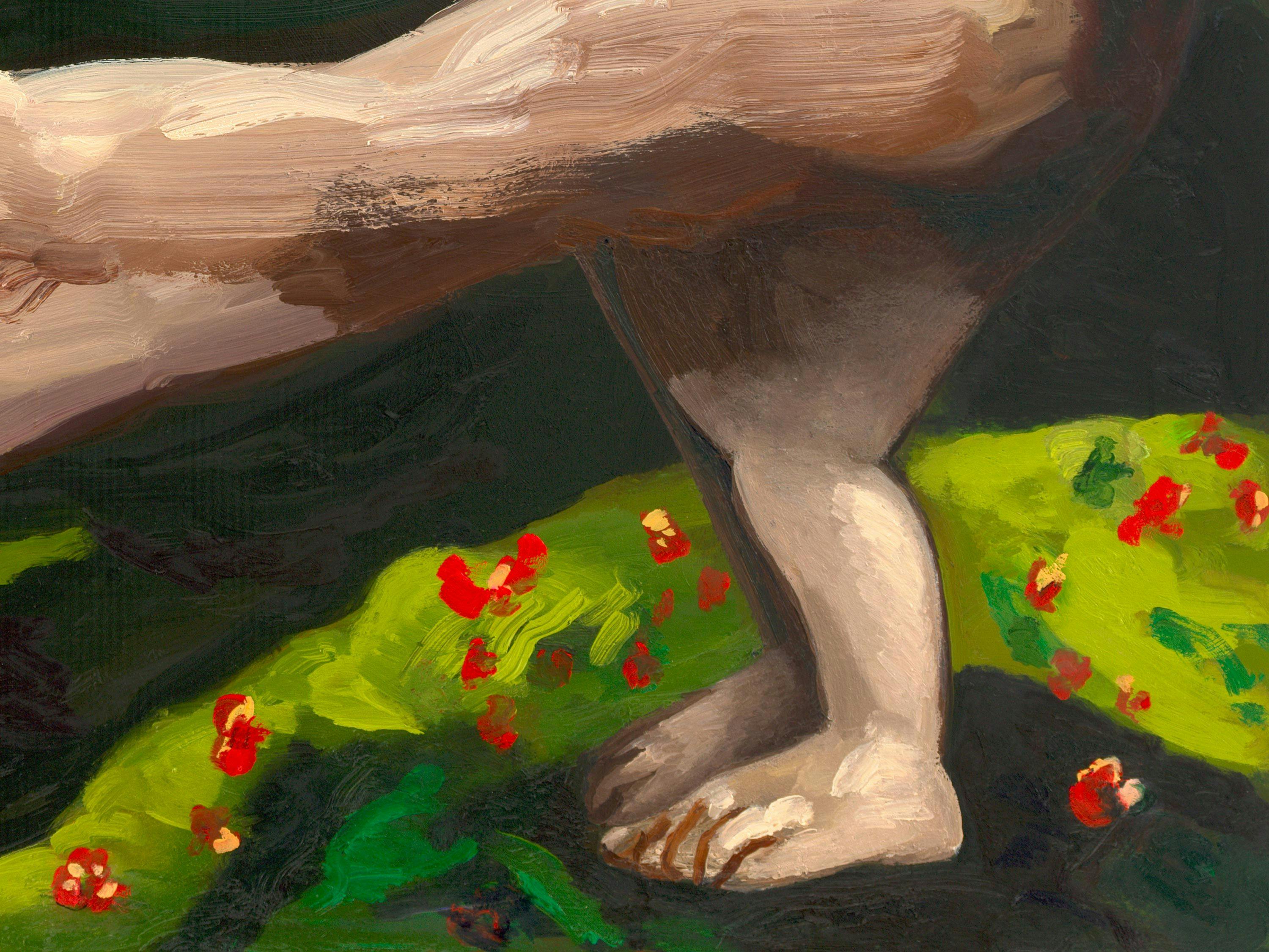 A detail from a painting by Dana Schutz, titled The Love, dated 2023.