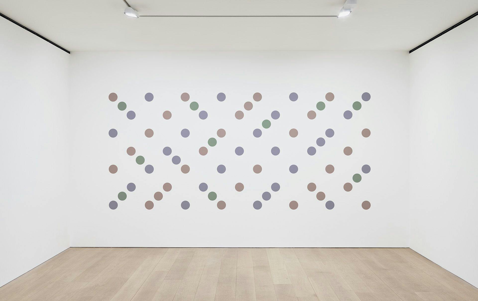 Installation view of the exhibition Bridget Riley: Recent Paintings, at David Zwirner in London, dated 2018.