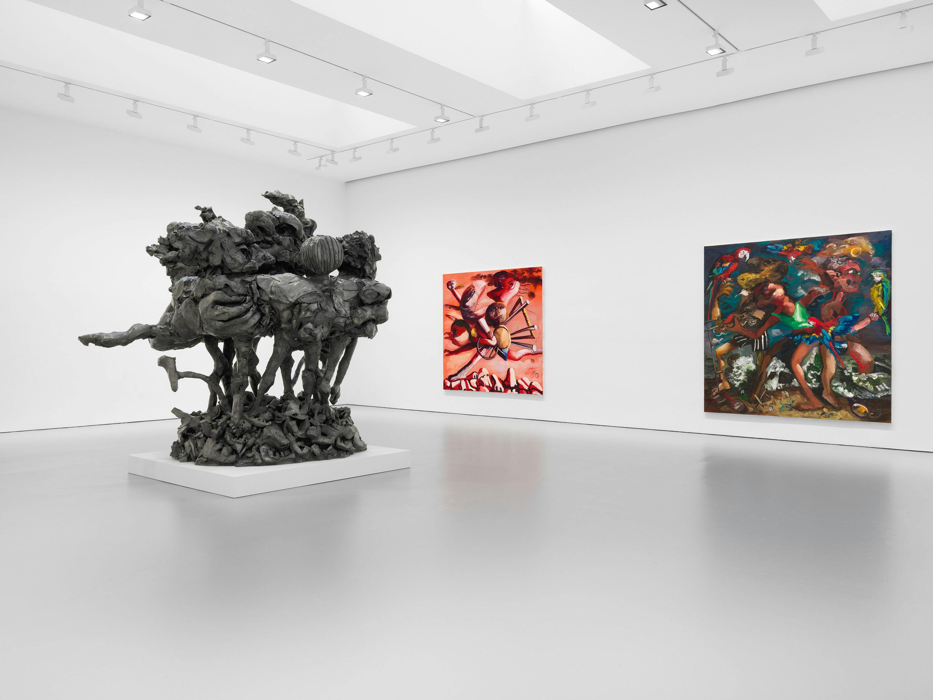An installation view of the exhibition, Dana Schutz: Jupiter's Lottery, at David Zwirner in New York, dated 2023.