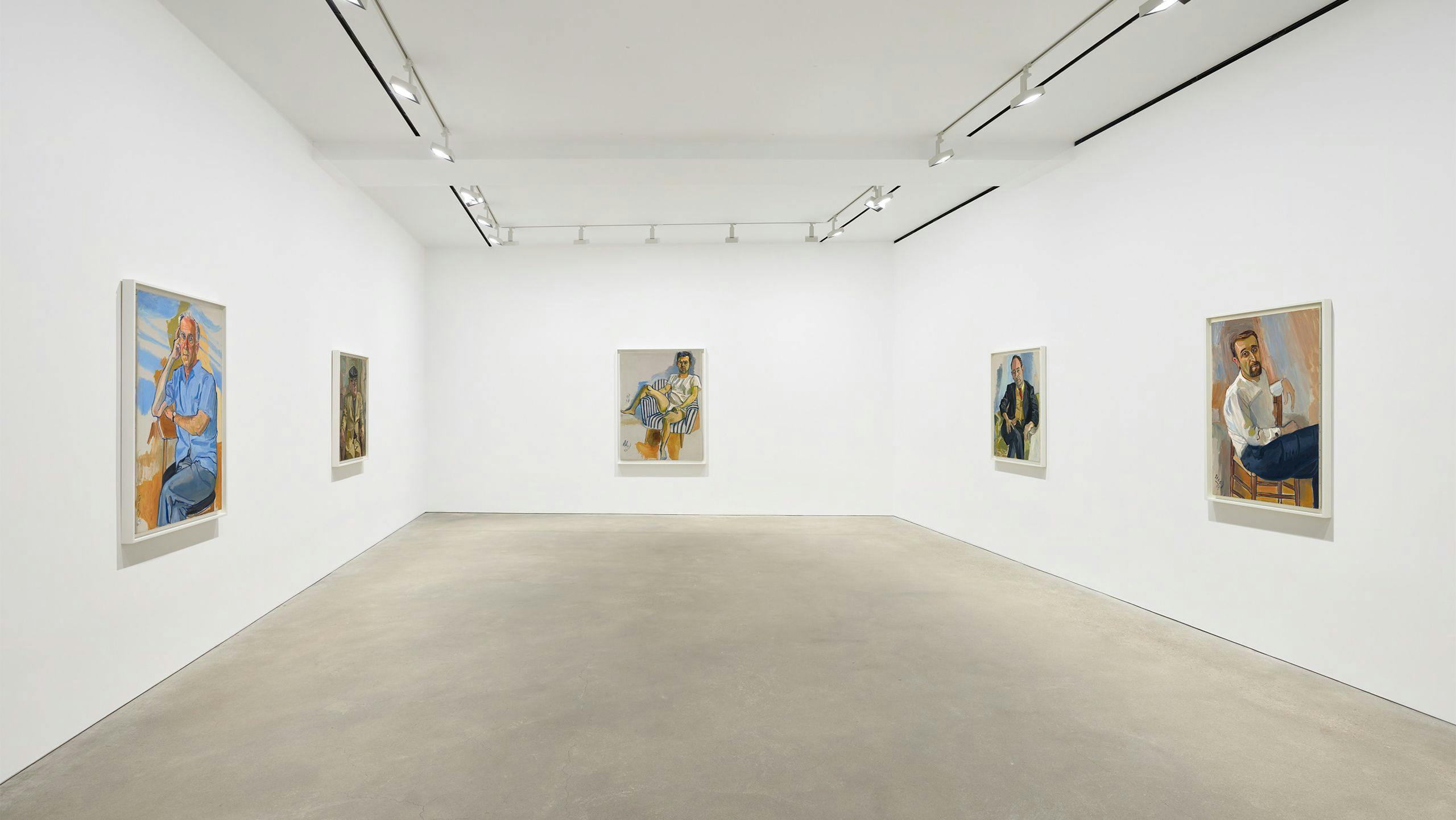 An installation view of the exhibition, Alice Neel: Men from the Sixties, at David Zwirner in Hong Kong, dated 2022.