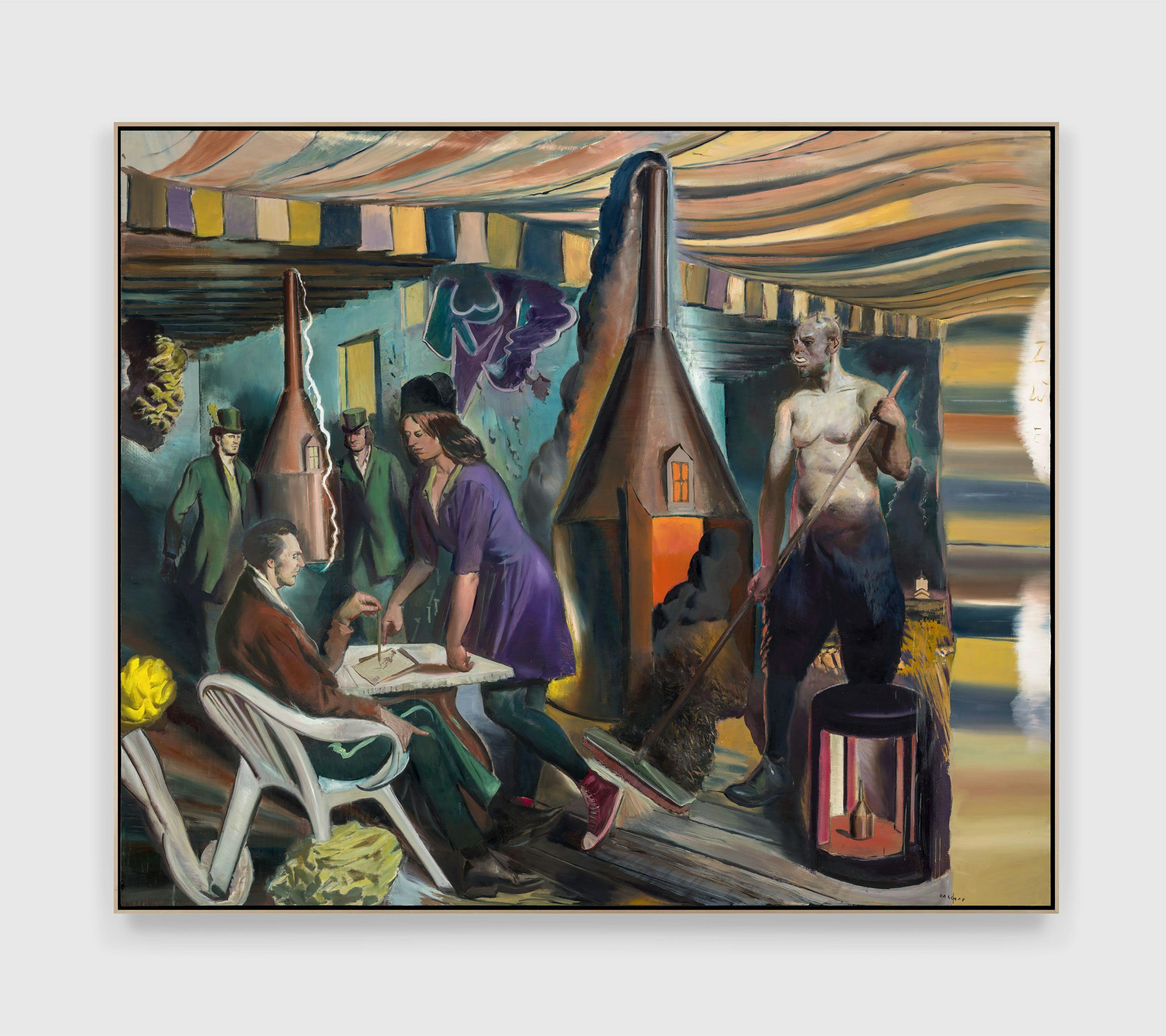 A painting by Neo Rauch, titled Zweifel, dated 2018.