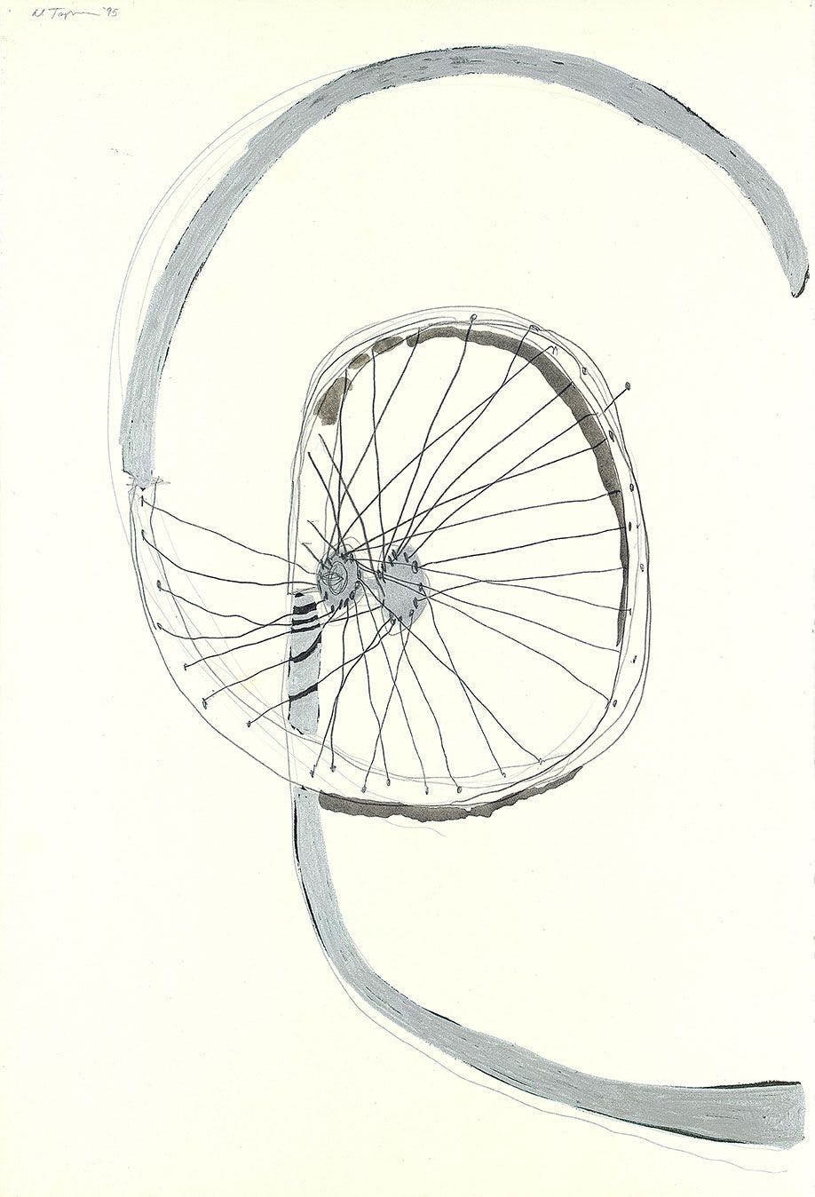 A mixed media work on paper by Al Taylor, titled Rim Job, dated 1995.