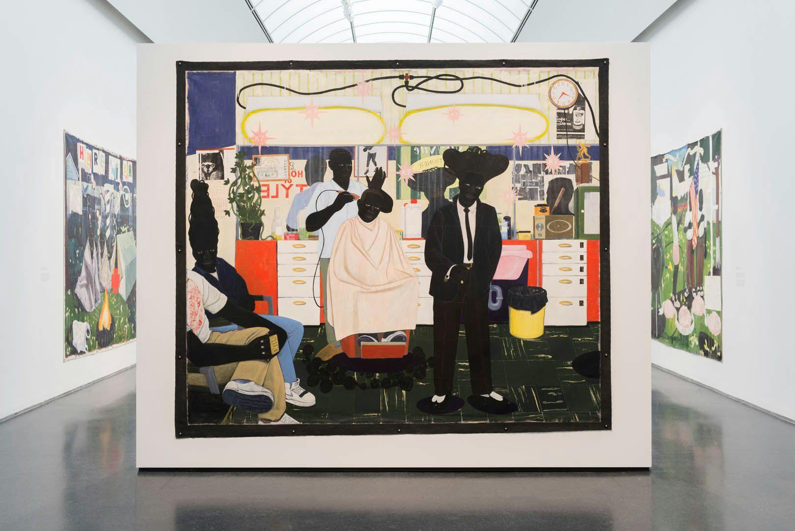 Installation view of the exhibition Kerry James Marshall: Mastry at MCA Chicago, dated 2016.