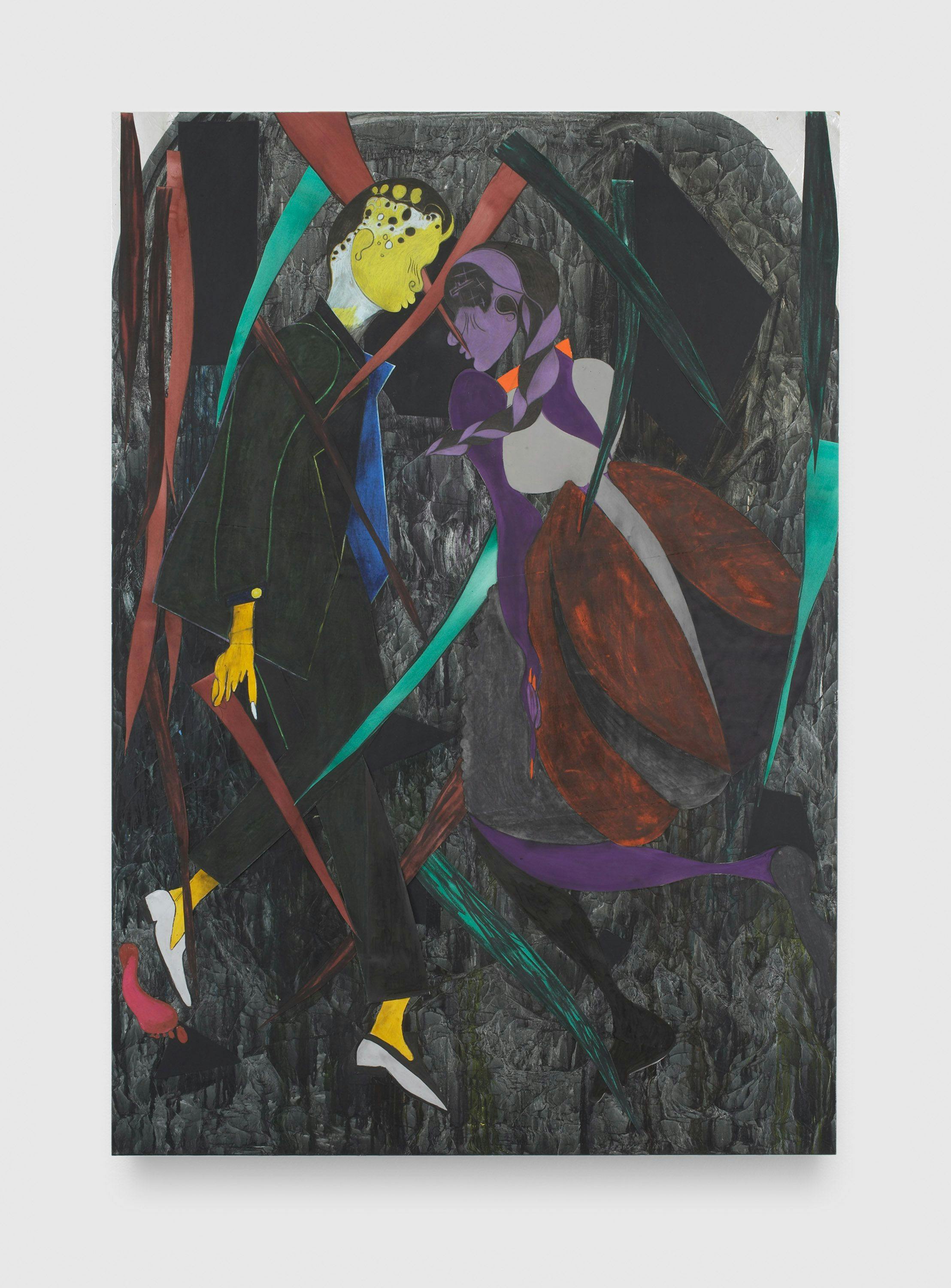 A mixed media artwork by Chris Ofili, titled Christmas Eve (Palms), dated 2007.