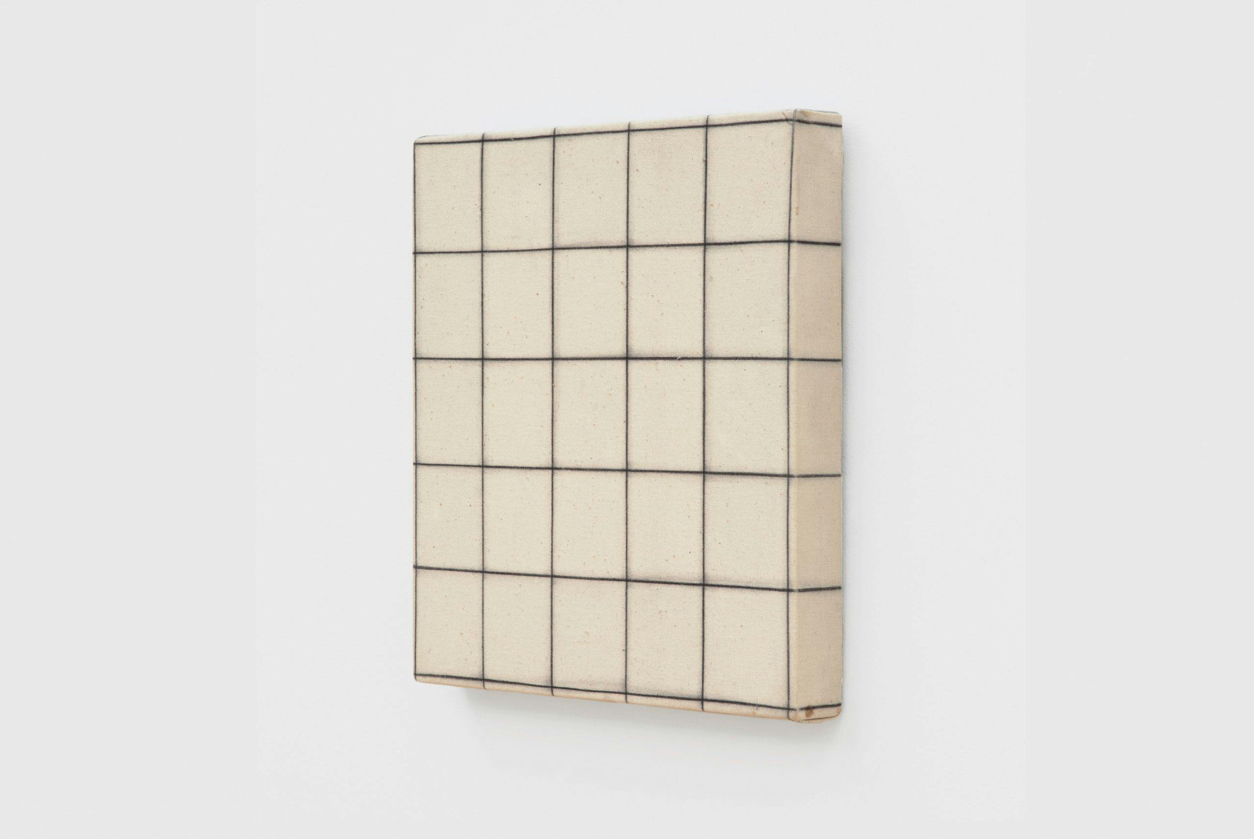 A charcoal drawing by Robert Ryman titled Stretched Drawing [5 × 5 grid], dated 1963