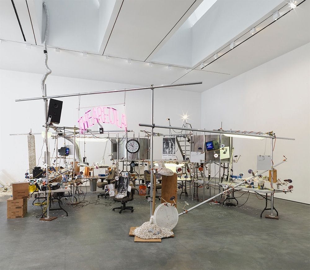 A sculpture by Jason Rhoades, titled The Grand Machine / THEAREOLA, dated 2002.