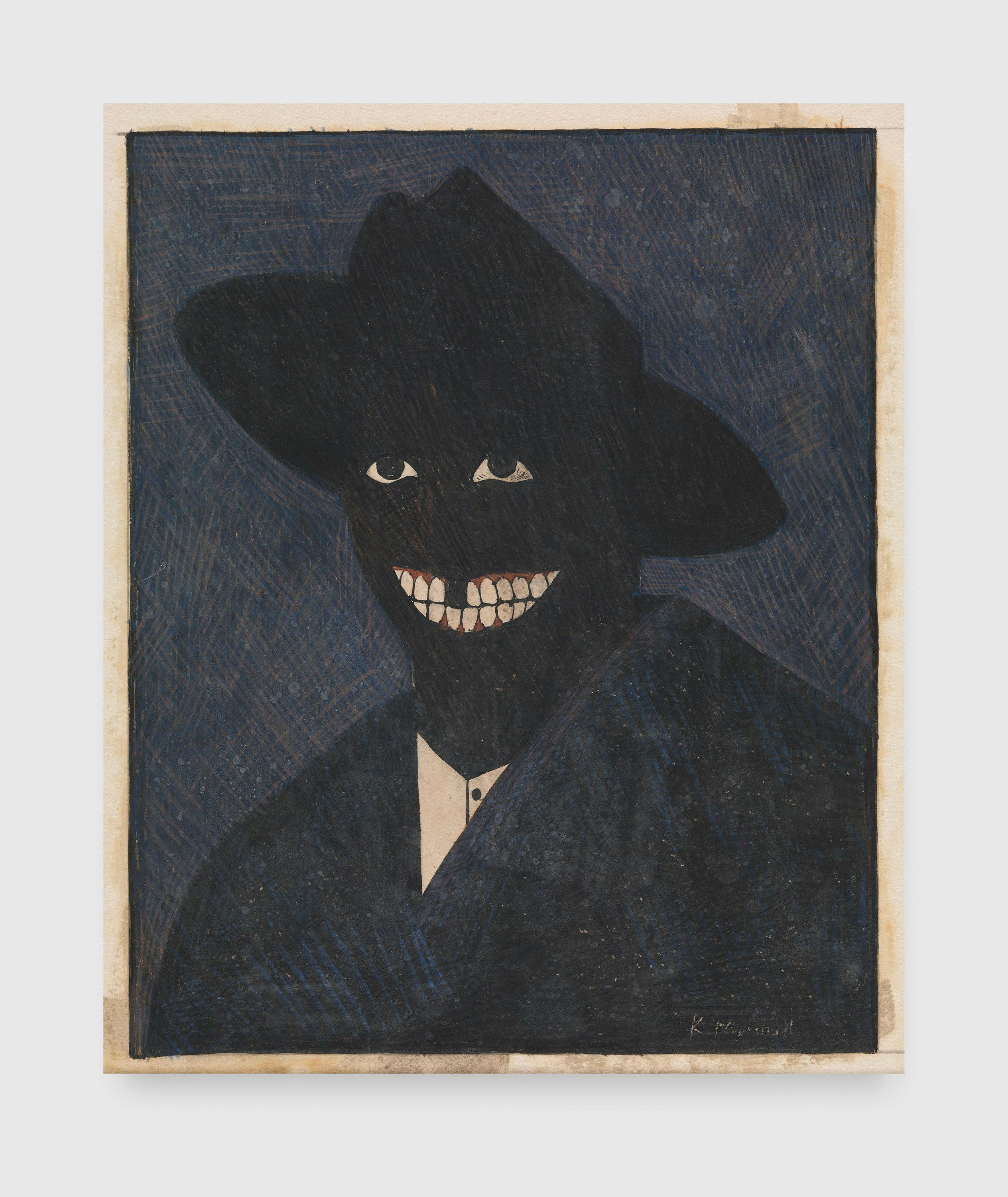A painting by Kerry James Marshall, titled A Portrait of the Artist as a Shadow of His Former Self, dated 1980.