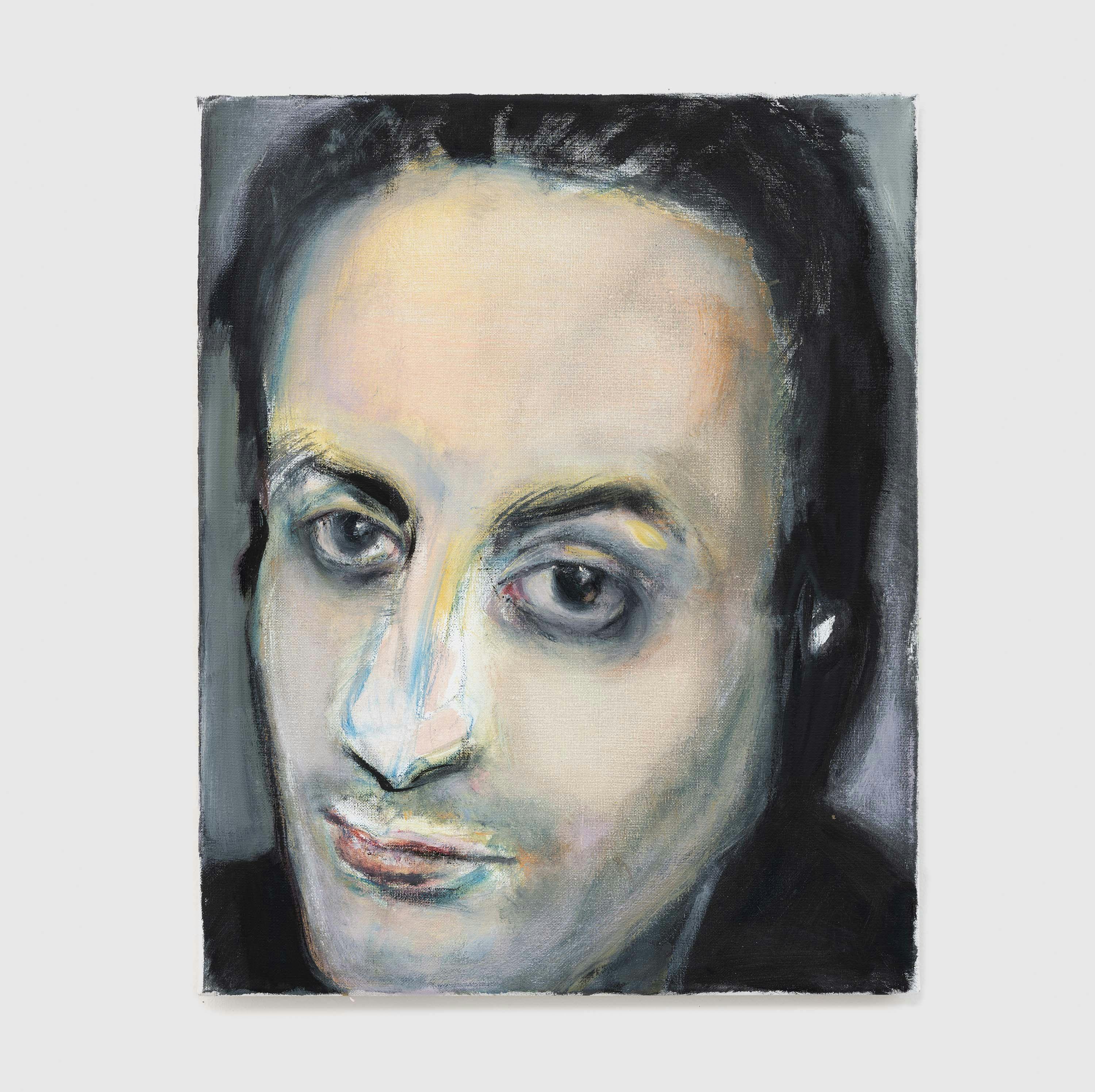 An oil on canvas painting by Marlene Dumas, titled Hafid Bouazza, dated 2020.