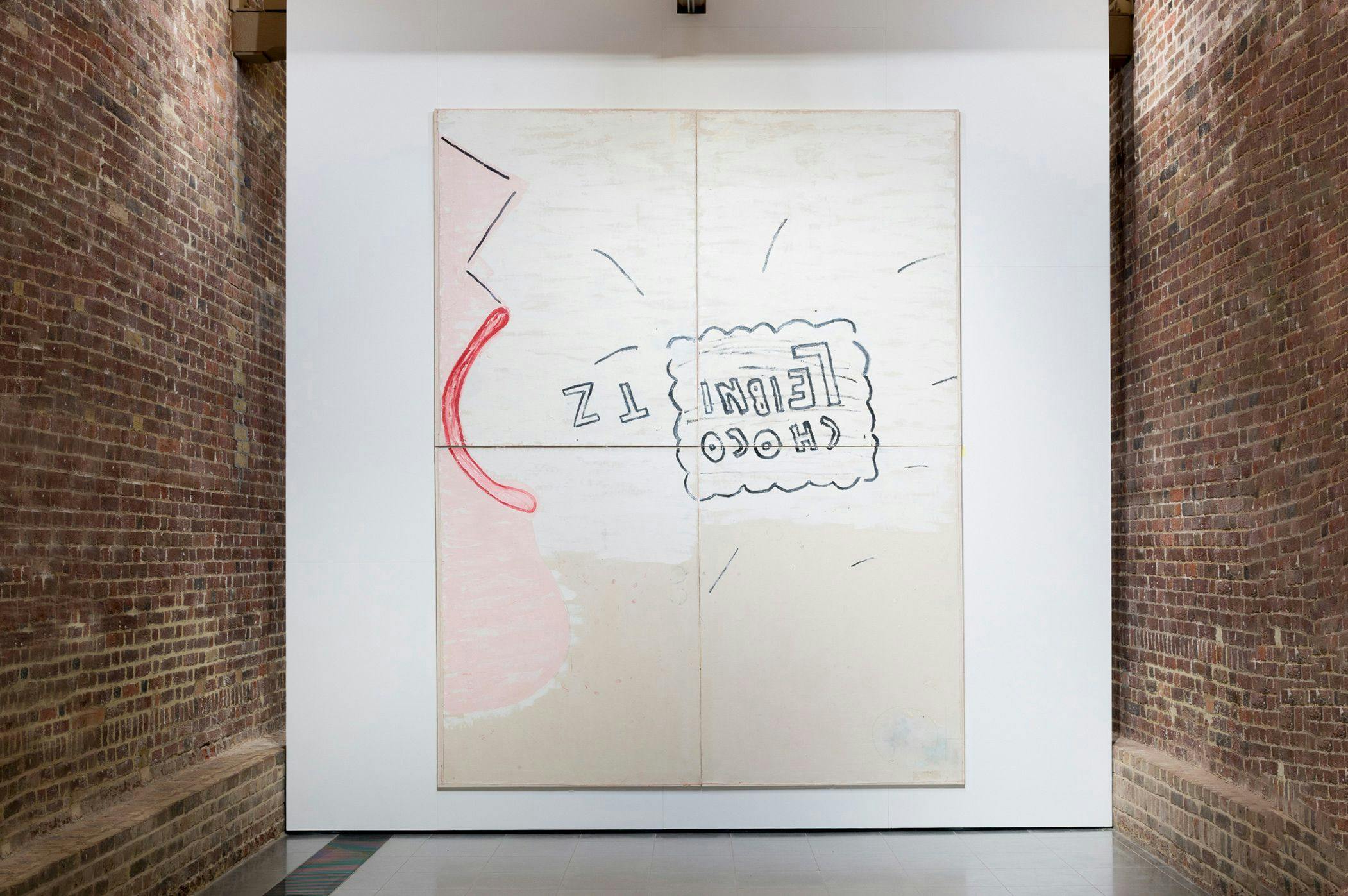 Installation view of the exhibition, Rose Wylie: Quack Quack, at Serpentine North Gallery in London, dated 2017 to 2018.