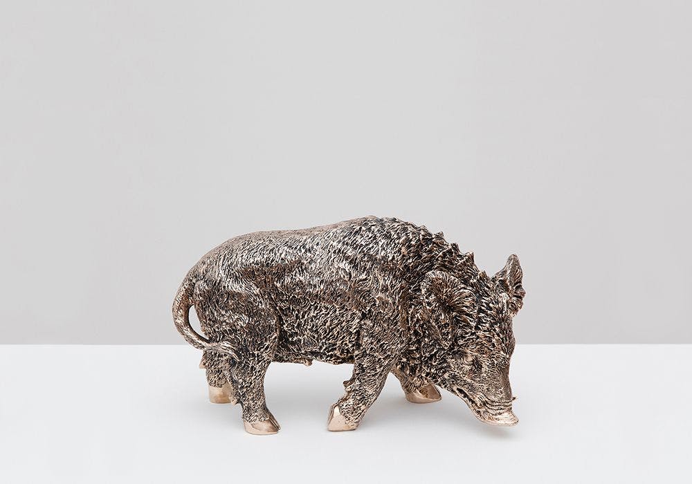 A sculpture by Sherrie Levine, titled Wild Boar After Chemin, dated 2016.