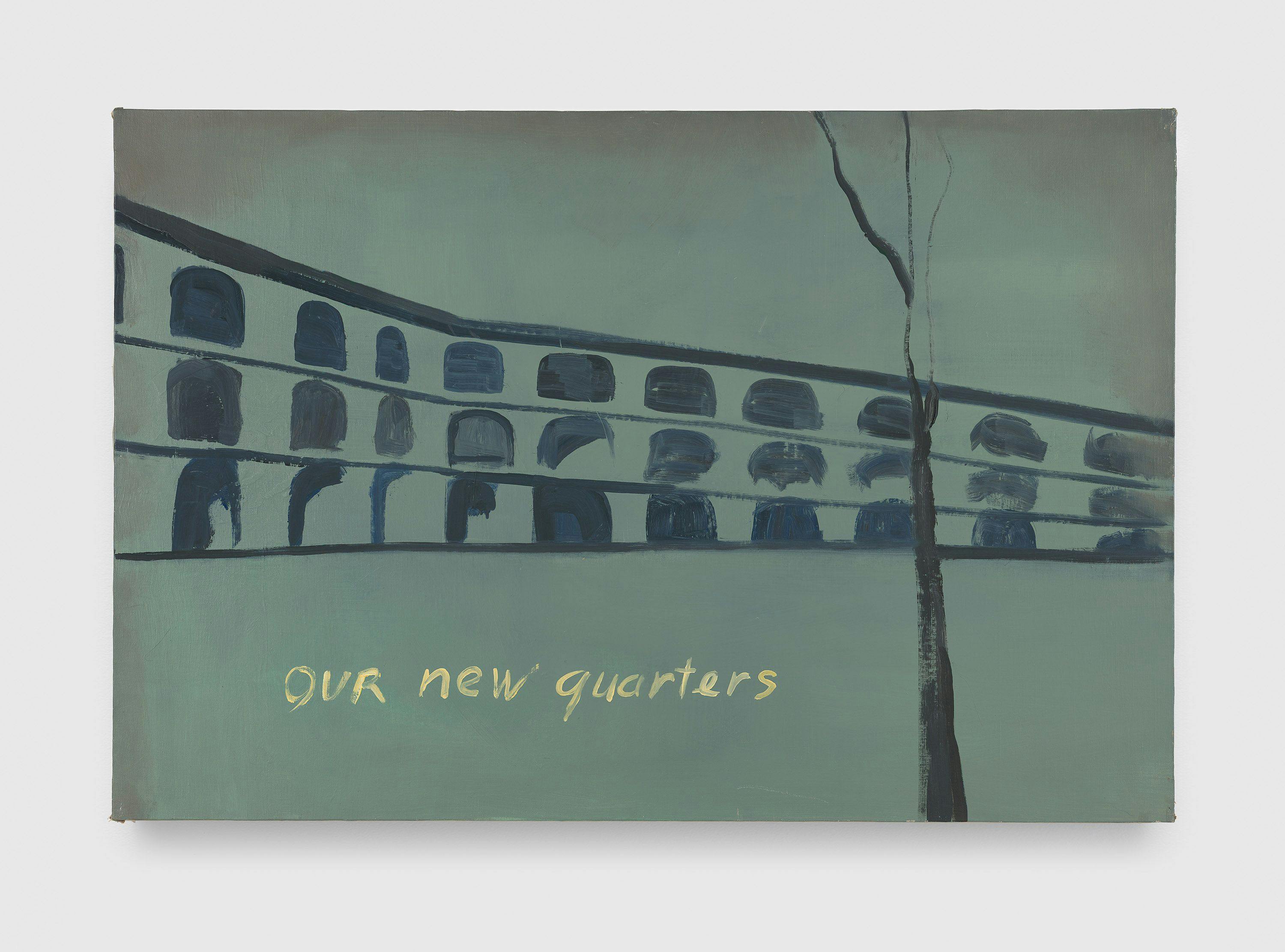 A painting by Luc Tuymans, titled Our New Quarters, dated 1986.