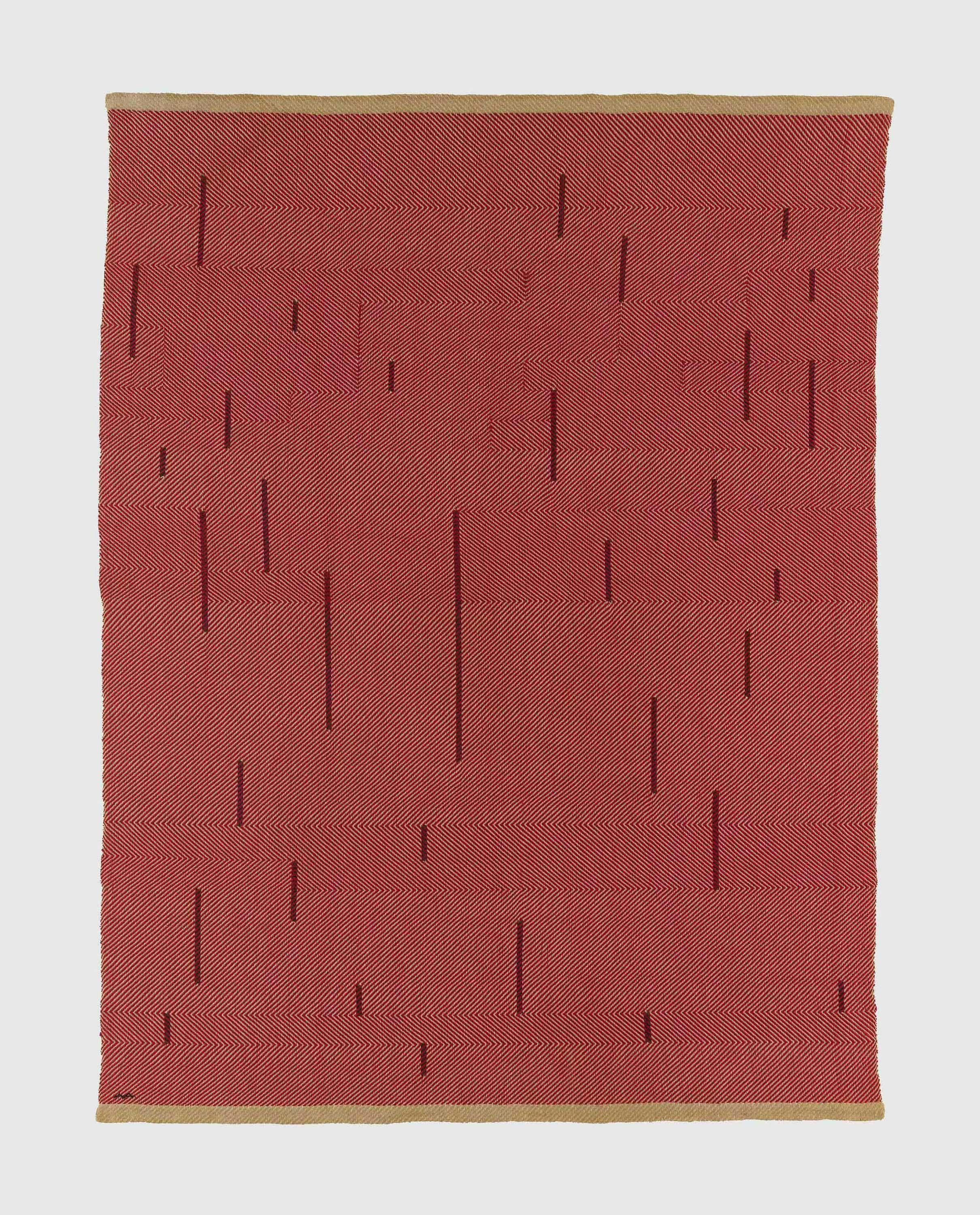 A textile by Anni Albers, titled With Verticals, dated 1946.