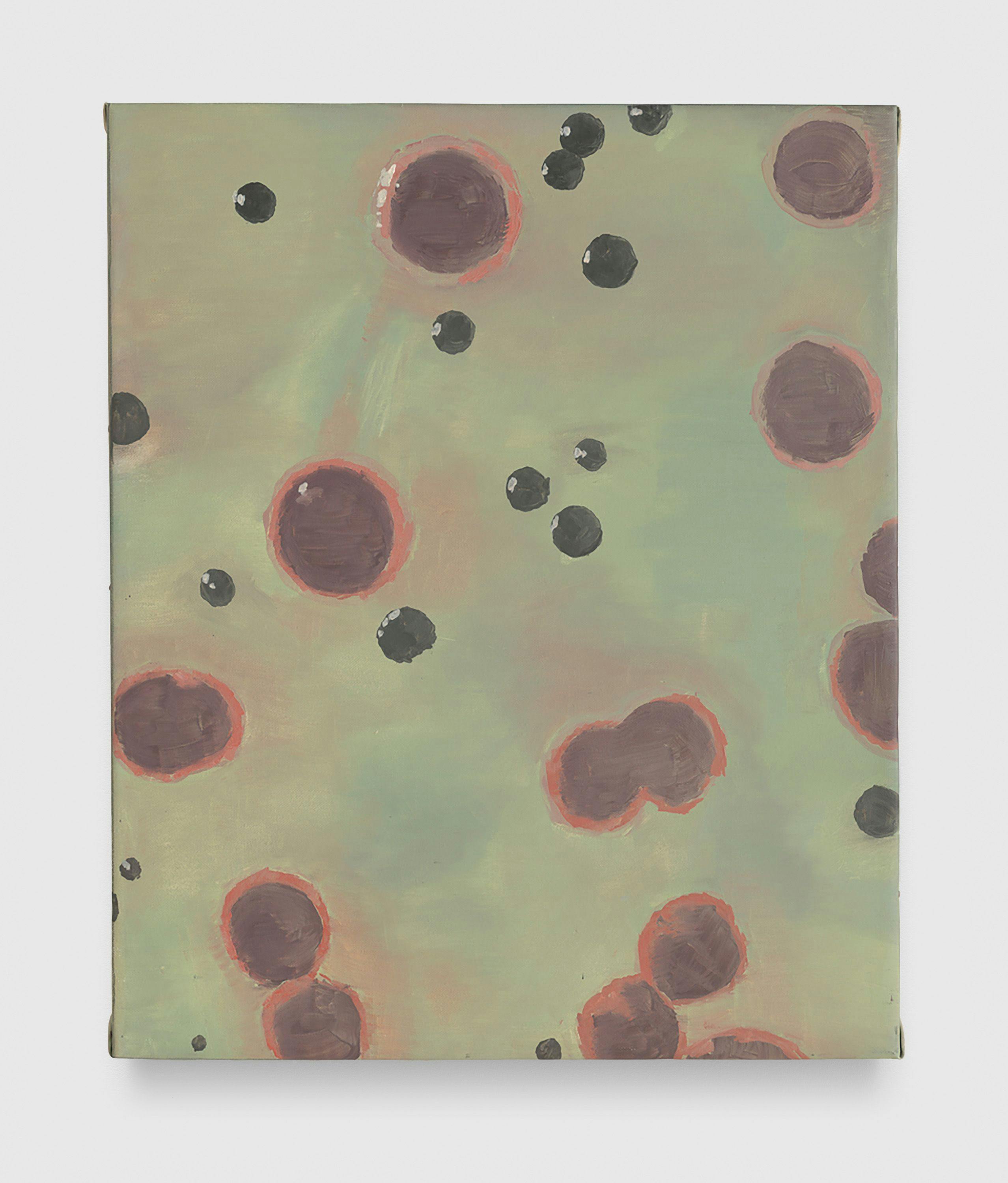 A painting by Luc Tuymans, titled Bloodstains, dated 1993.