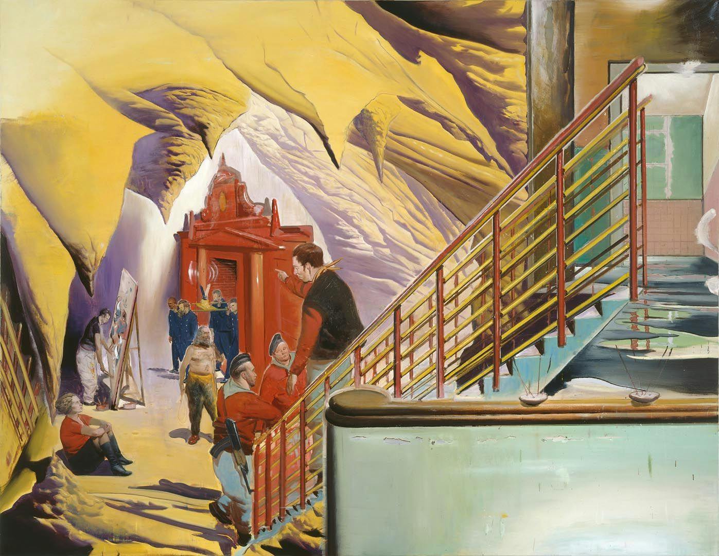A painting by Neo Rauch, titled Krypta, dated 2005.